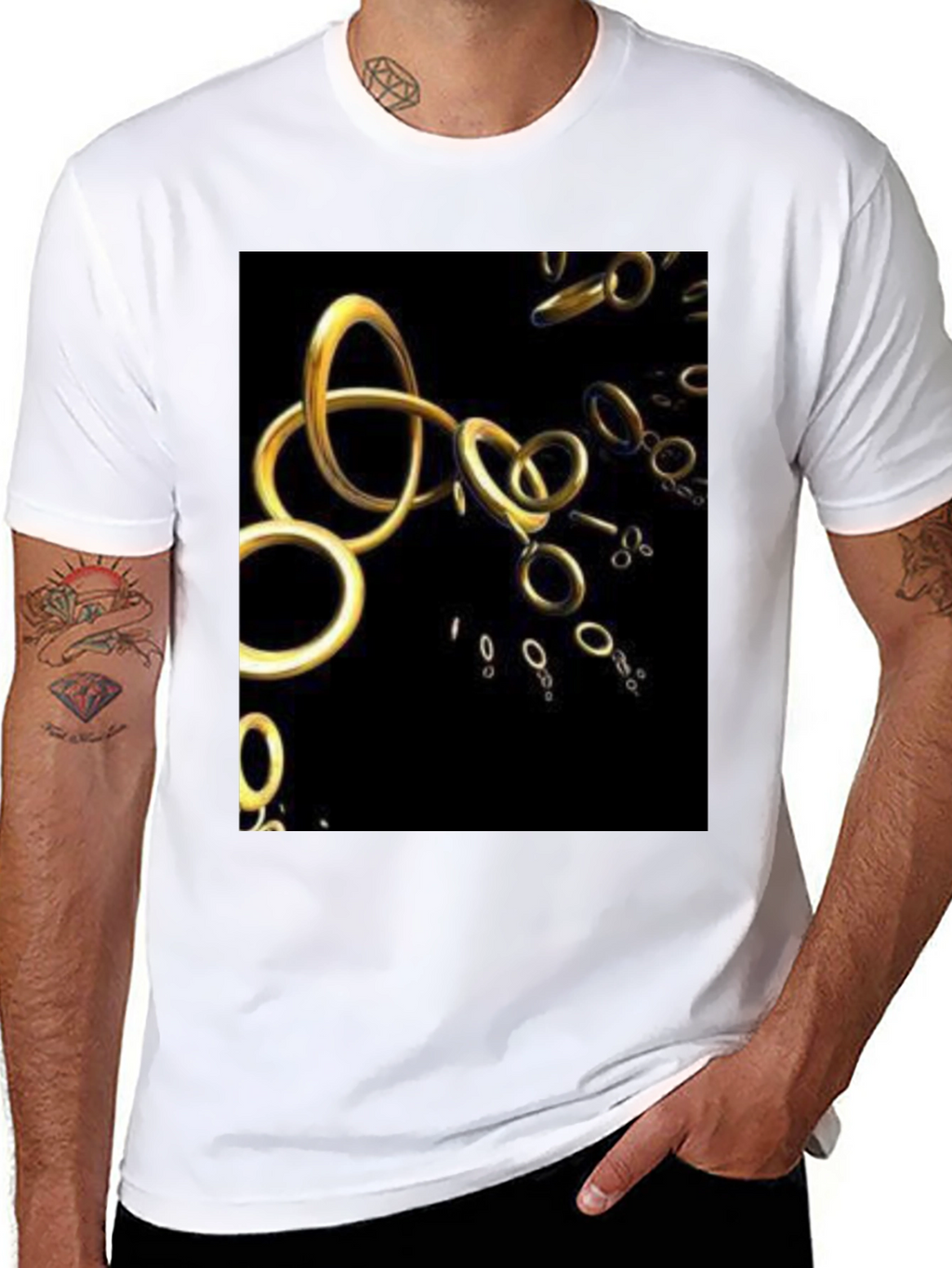 Golden Rings Graphic Black T-Shirt
