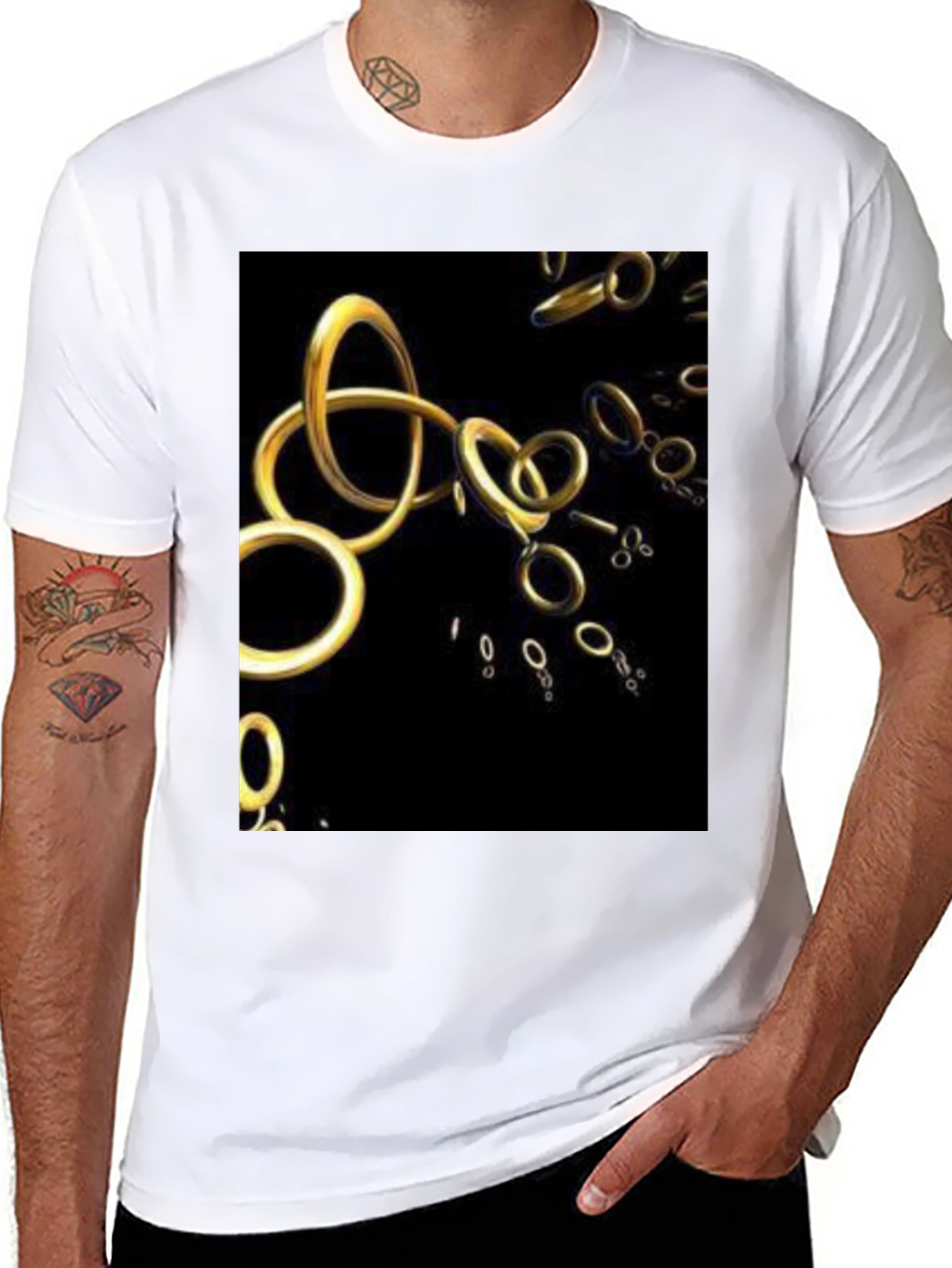 Golden Rings Graphic Black T-Shirt