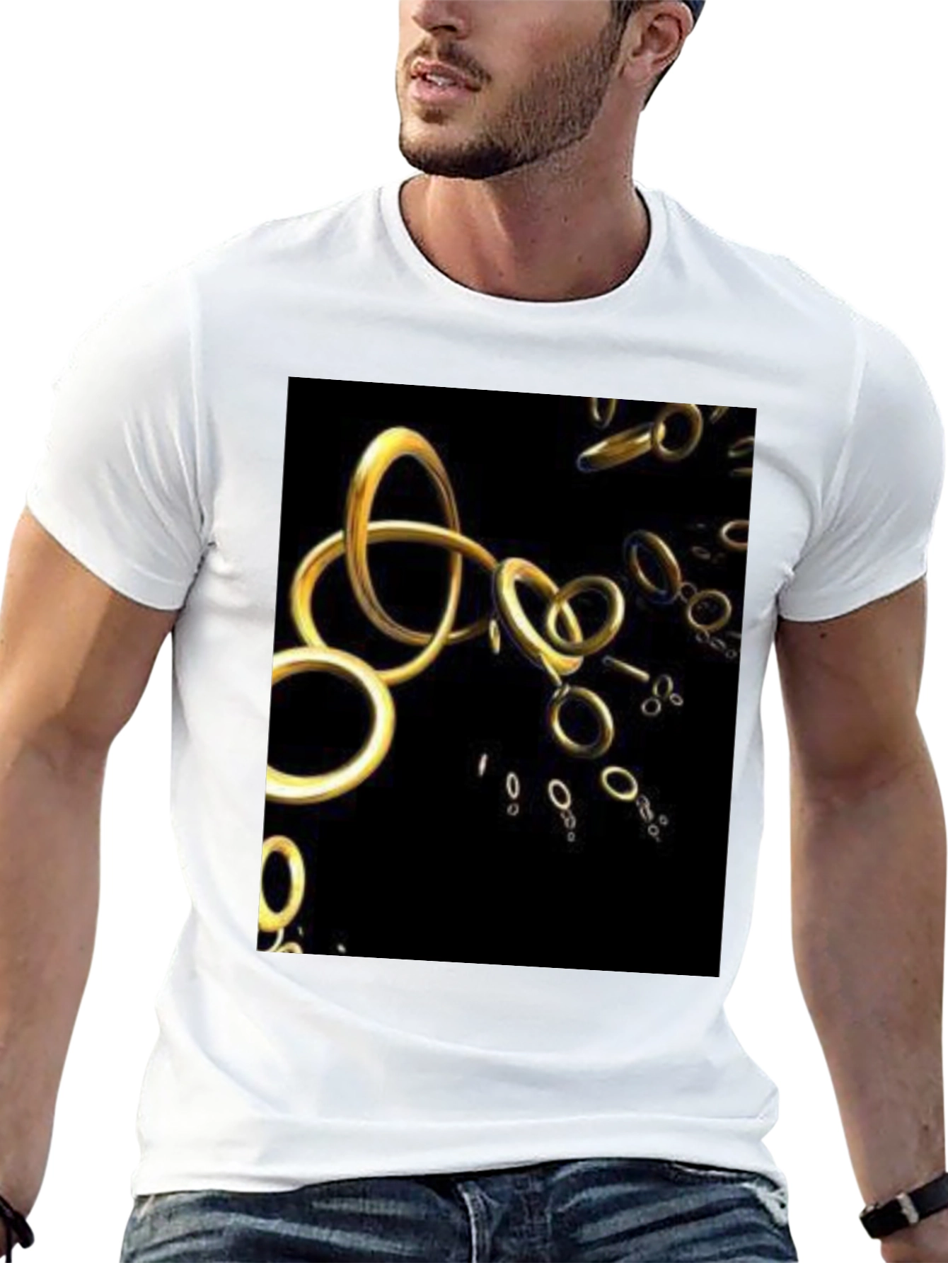 Golden Rings Graphic Black T-Shirt