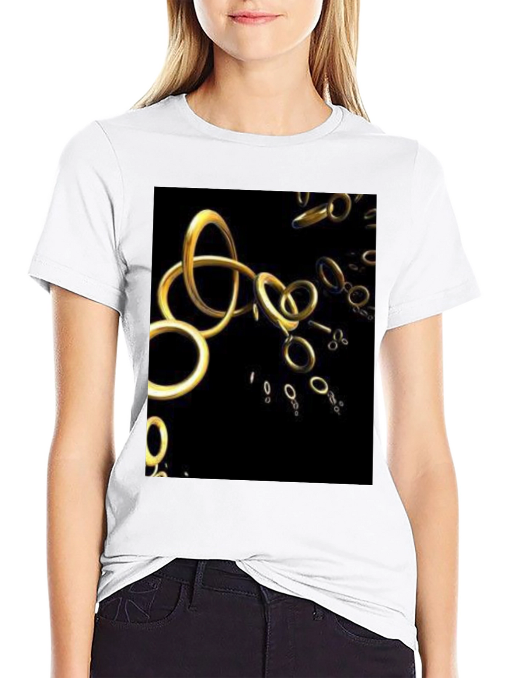 Golden Rings Graphic Black T-Shirt
