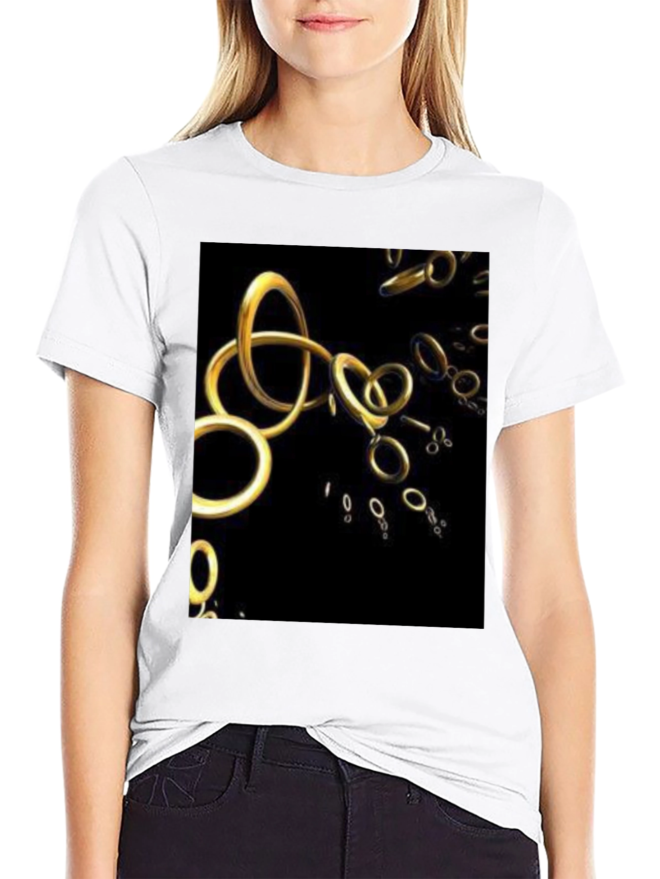 Golden Rings Graphic Black T-Shirt