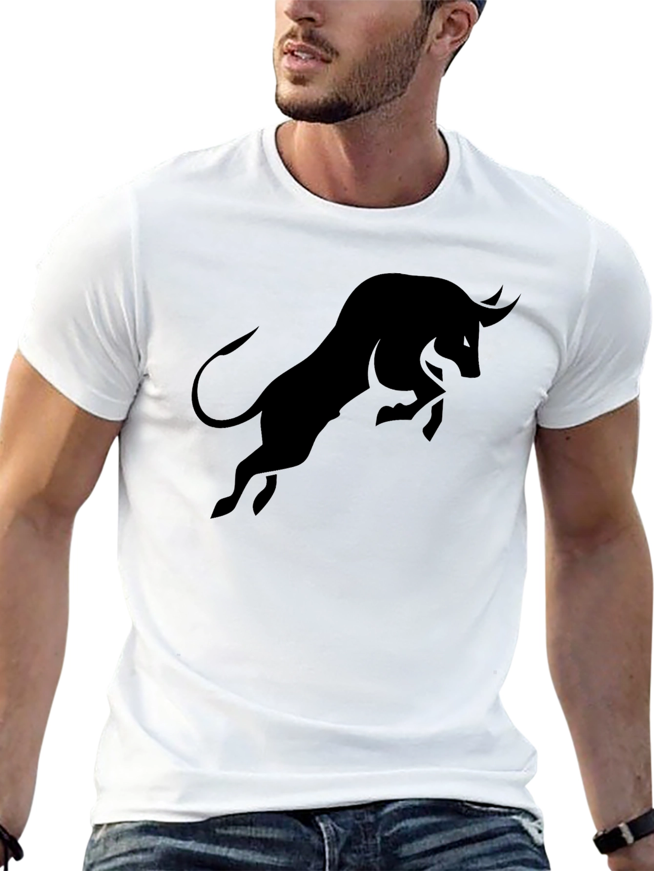 Black Bull Graphic Tee - Mens Short Sleeve Casual Shirt