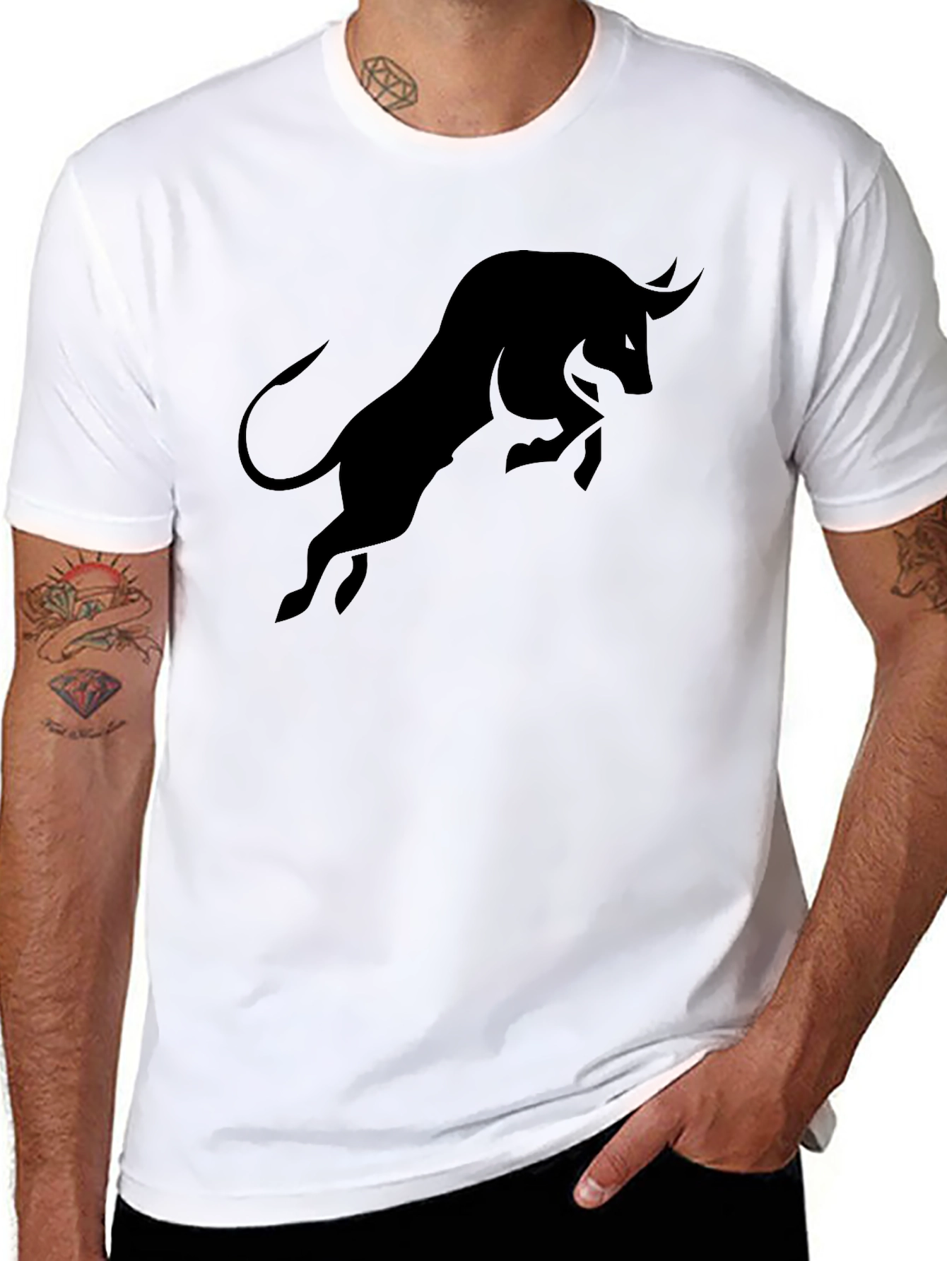 Black Bull Graphic Tee - Mens Short Sleeve Casual Shirt