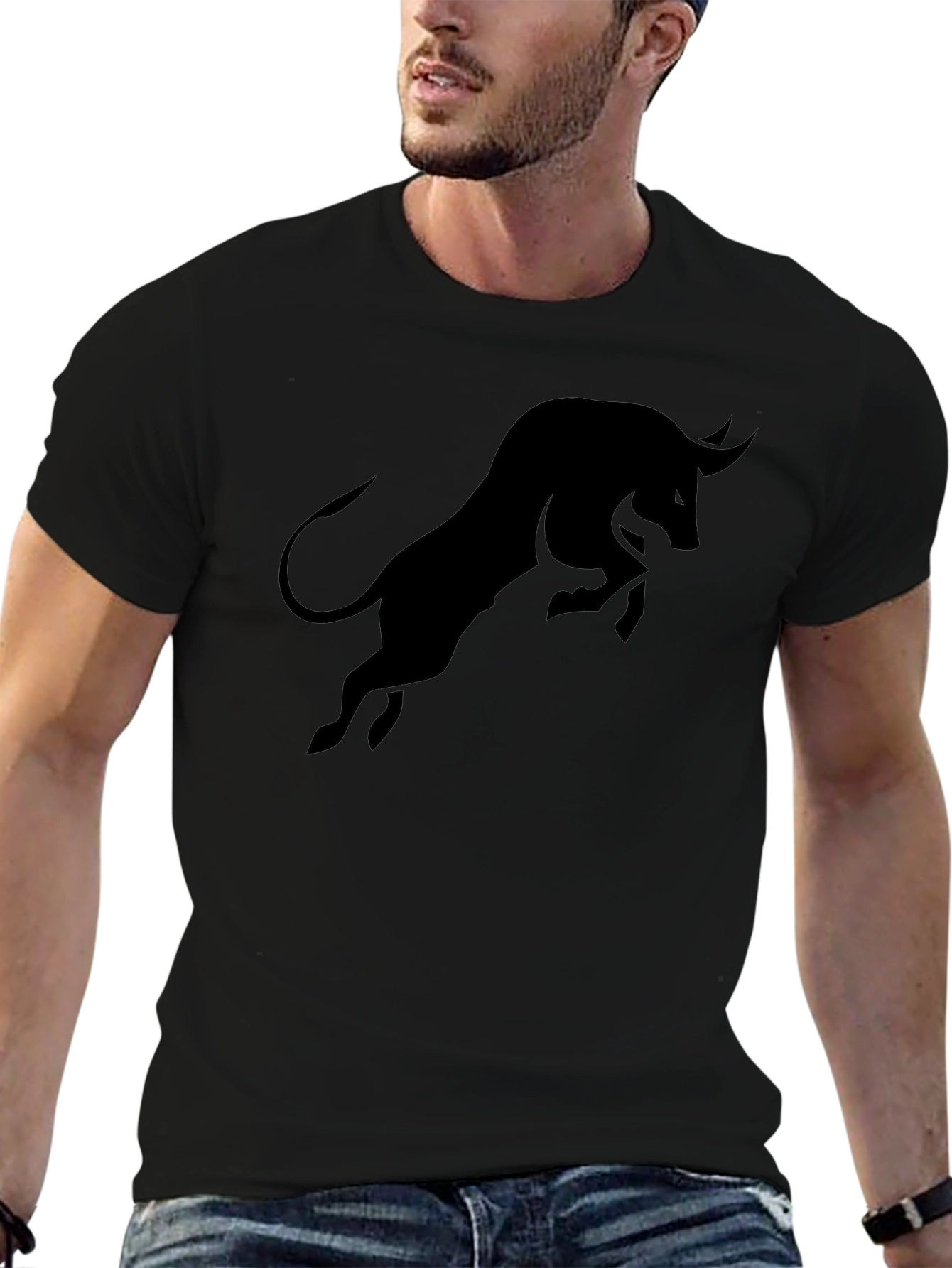 Black Bull Graphic Tee - Mens Short Sleeve Casual Shirt