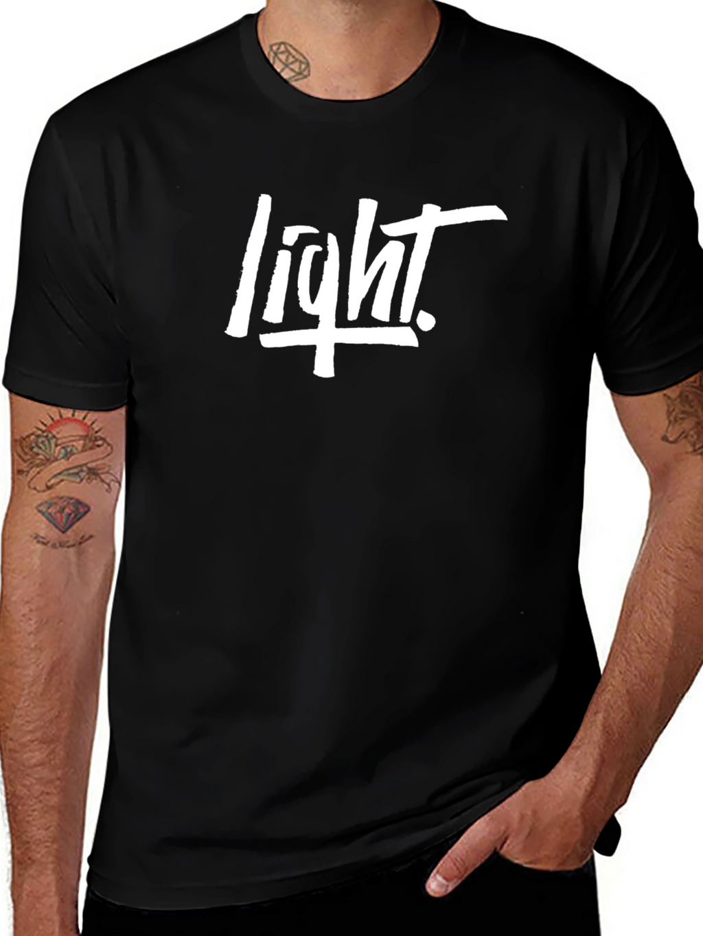Light Graphic Print Black T-Shirt