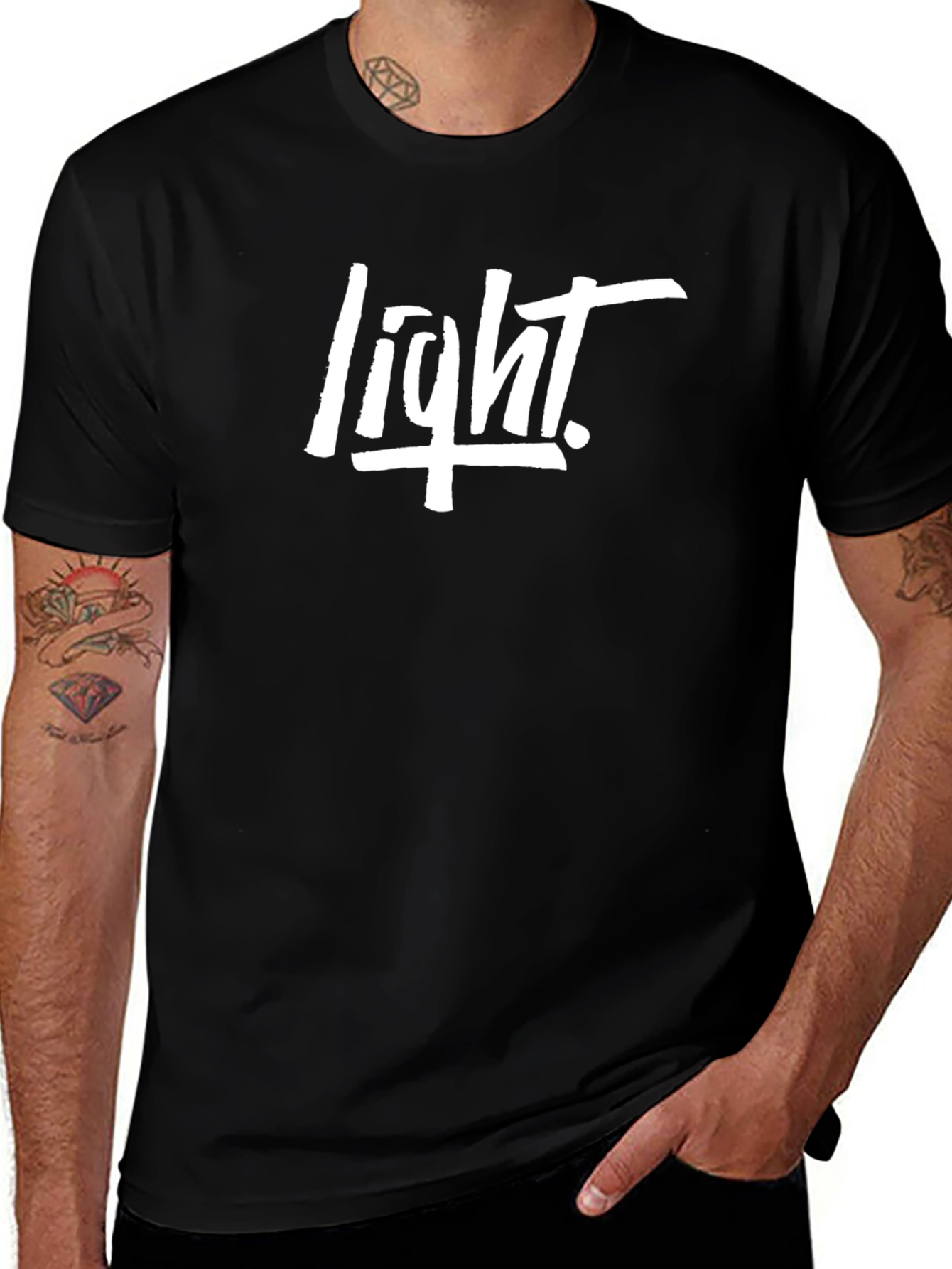 Light Graphic Print Black T-Shirt