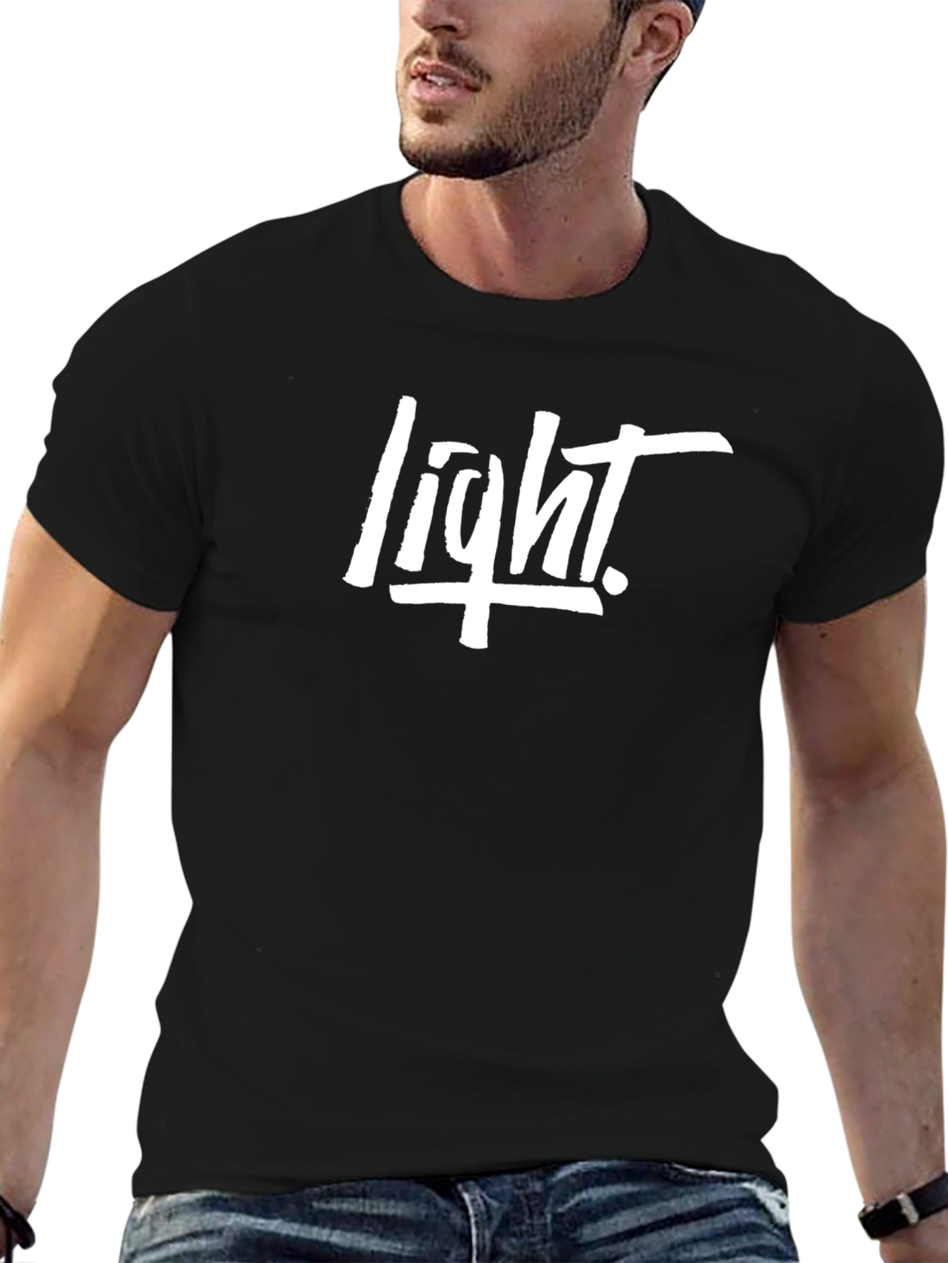 Light Graphic Print Black T-Shirt