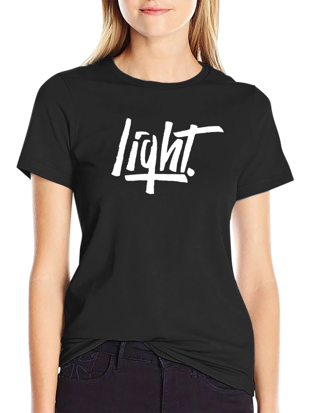 Light Graphic Print Black T-Shirt