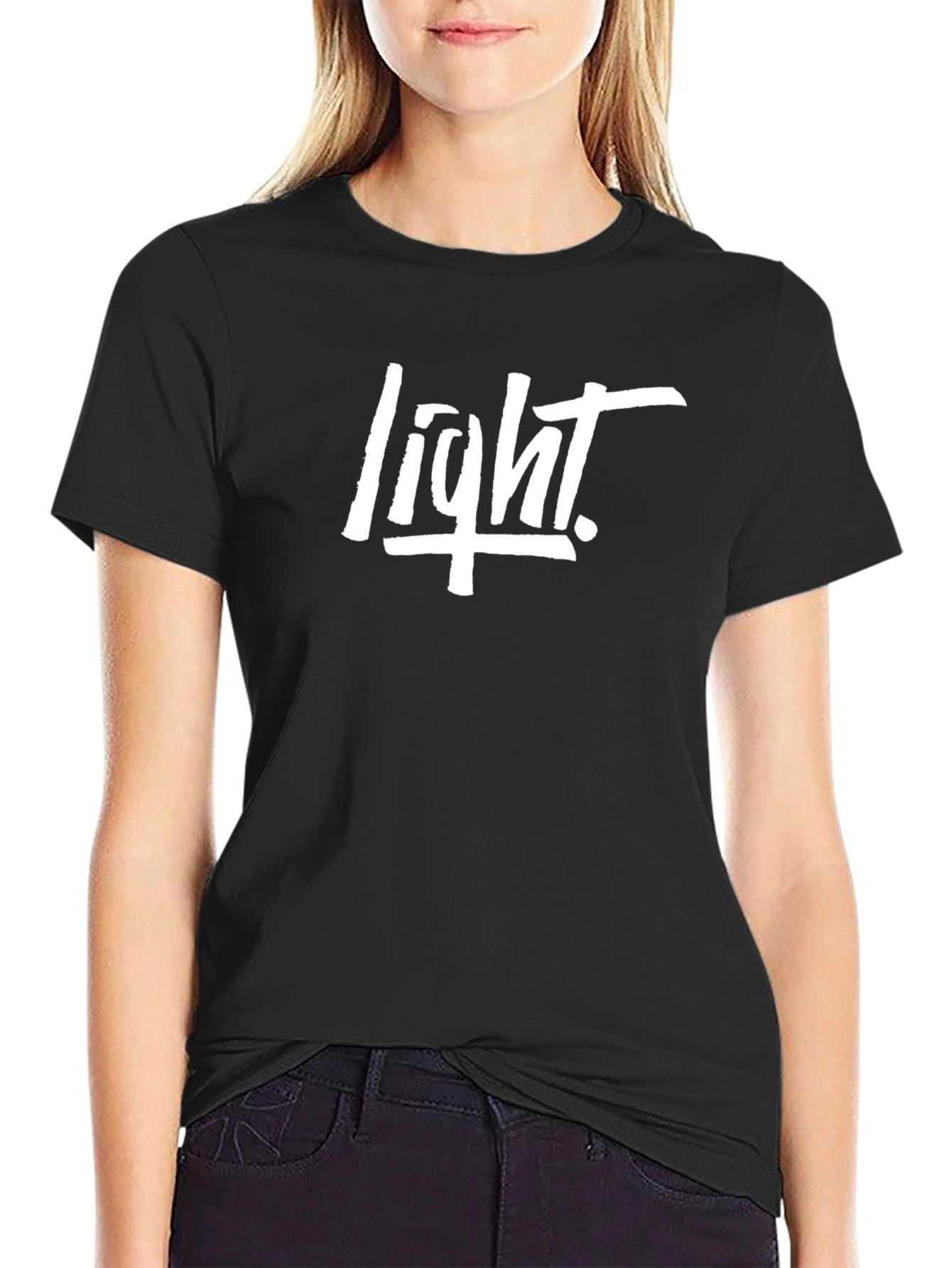Light Graphic Print Black T-Shirt