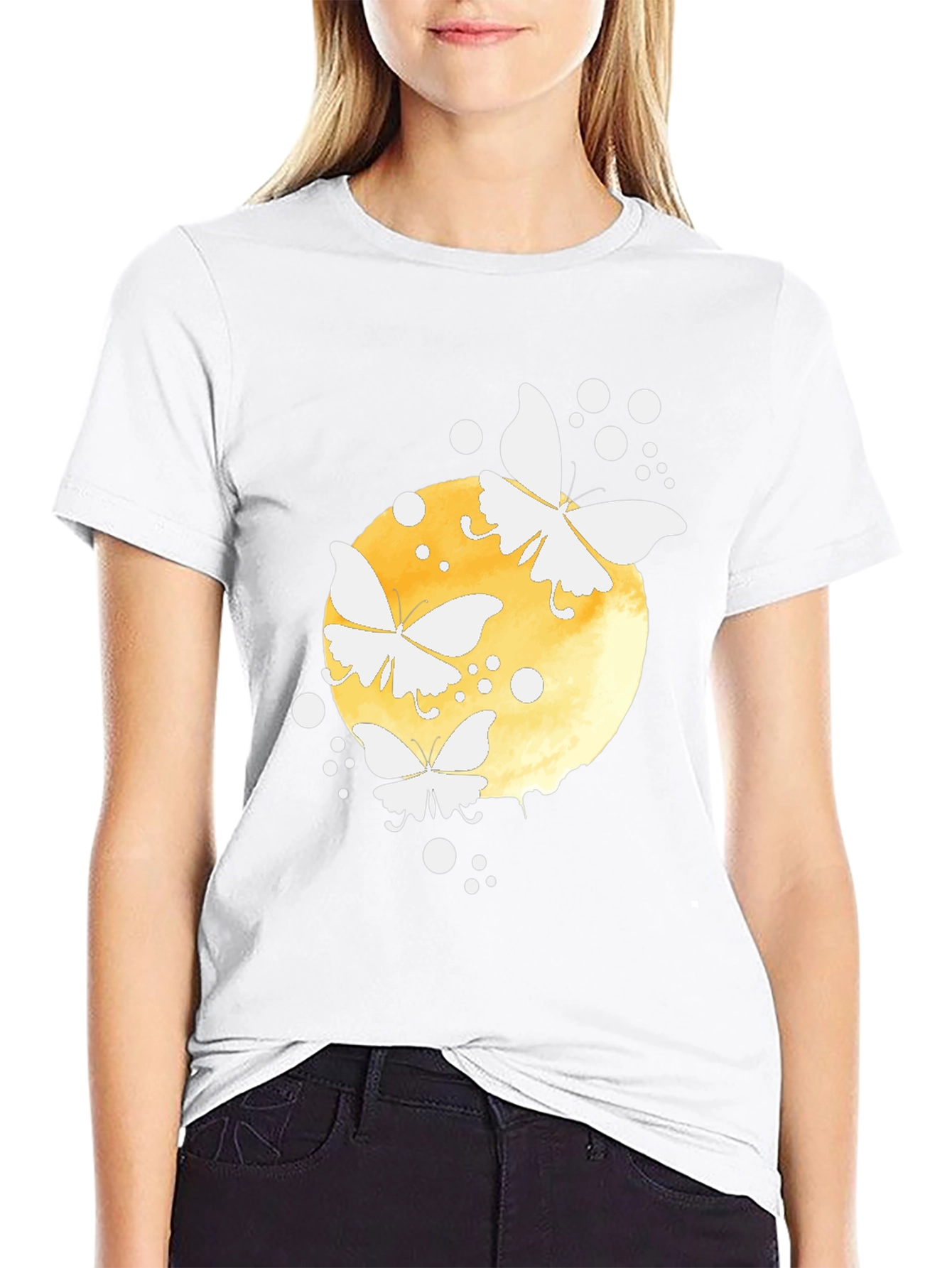 Butterfly Moon Graphic Tee - Black Cotton Blend