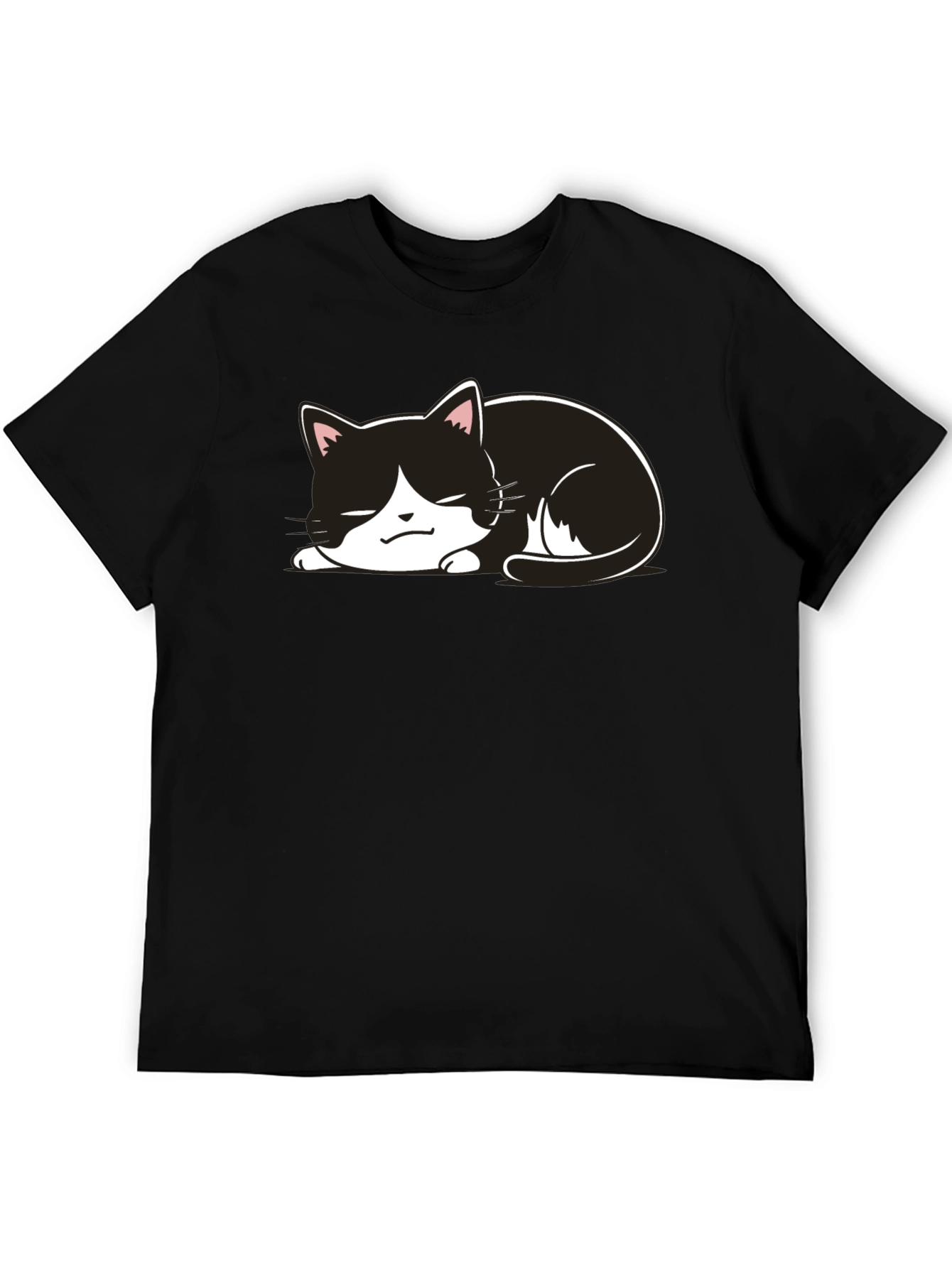 Cute Cat Nap T-Shirt - Black