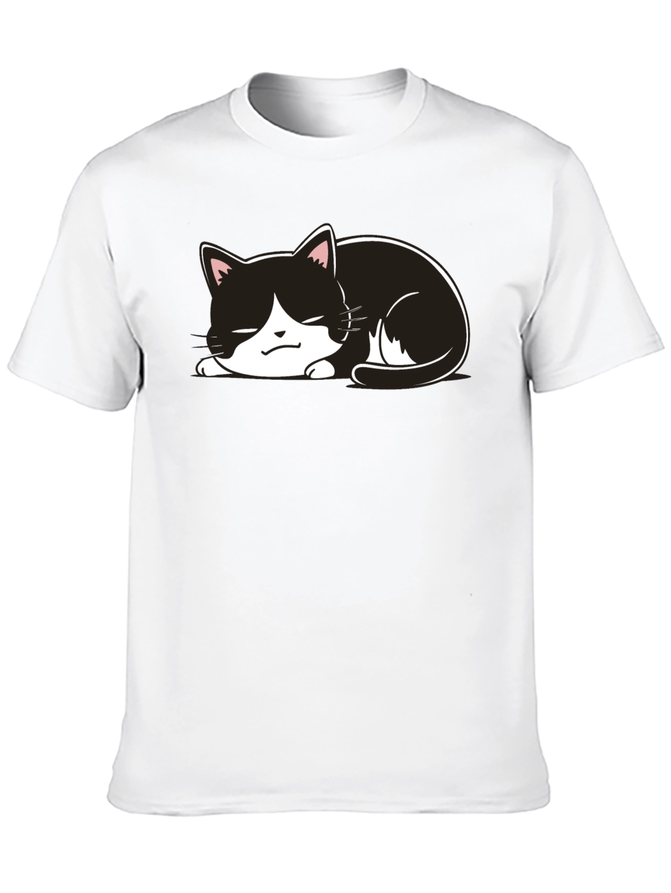 Cute Cat Nap T-Shirt - Black