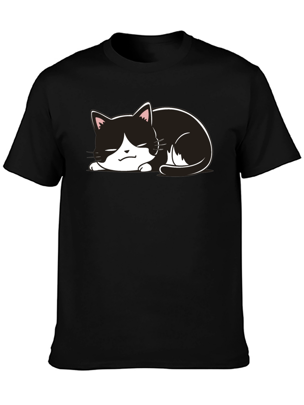 Cute Cat Nap T-Shirt - Black