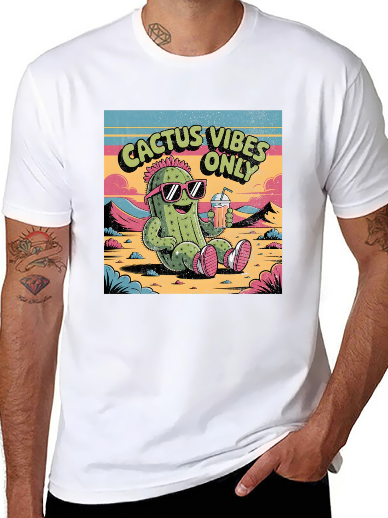 Cactus Vibes Only T-Shirt - Cool Summer Design