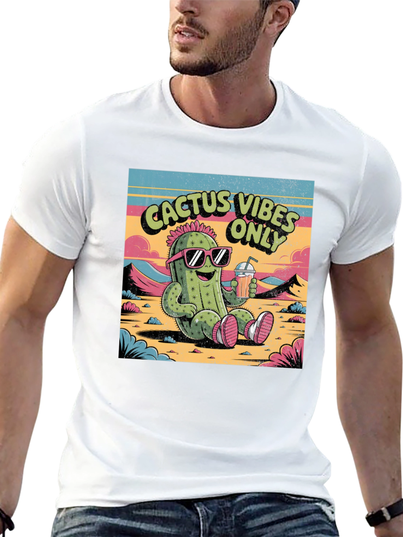 Cactus Vibes Only T-Shirt - Cool Summer Design