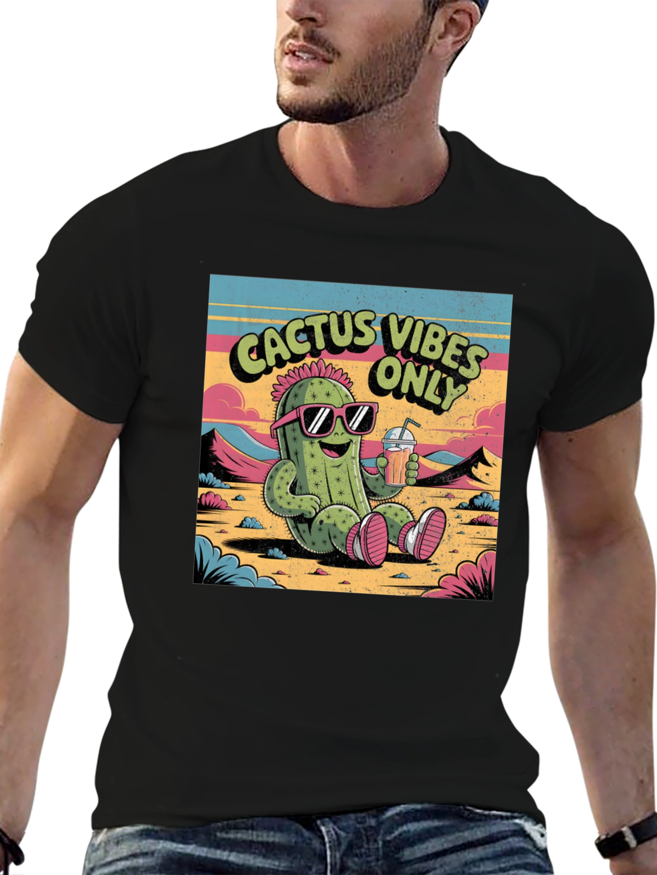 Cactus Vibes Only T-Shirt - Cool Summer Design