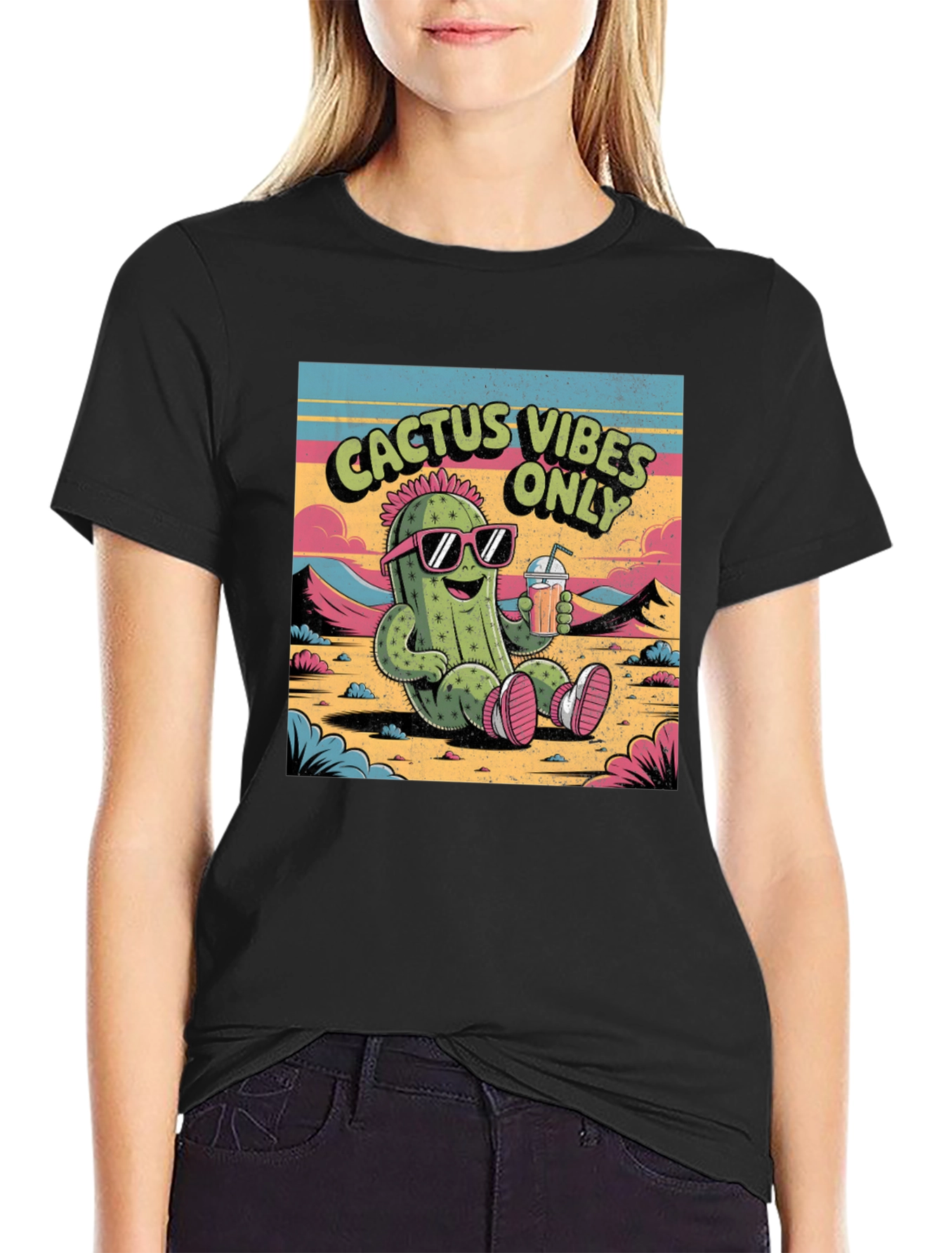 Cactus Vibes Only T-Shirt - Cool Summer Design