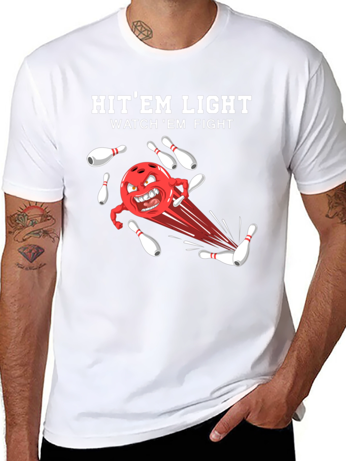 Bowling T-Shirt: Hit Em Light Watch Em Fight!