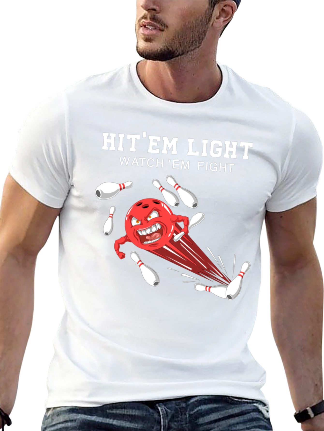 Bowling T-Shirt: Hit Em Light Watch Em Fight!