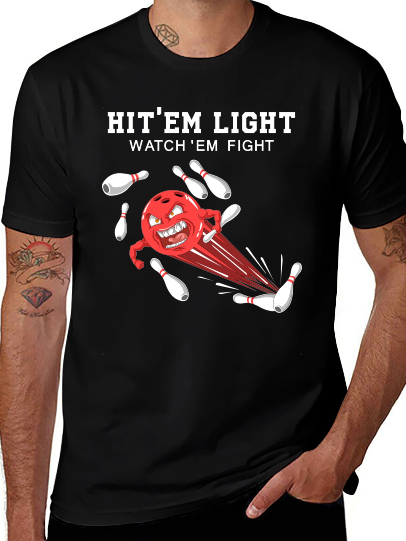 Bowling T-Shirt: Hit Em Light Watch Em Fight!