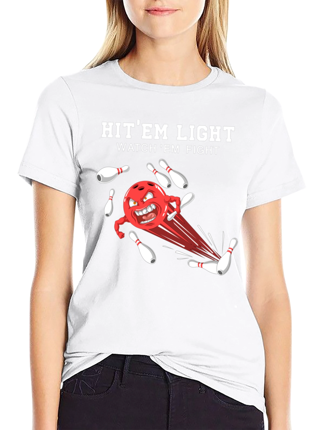 Bowling T-Shirt: Hit Em Light Watch Em Fight!