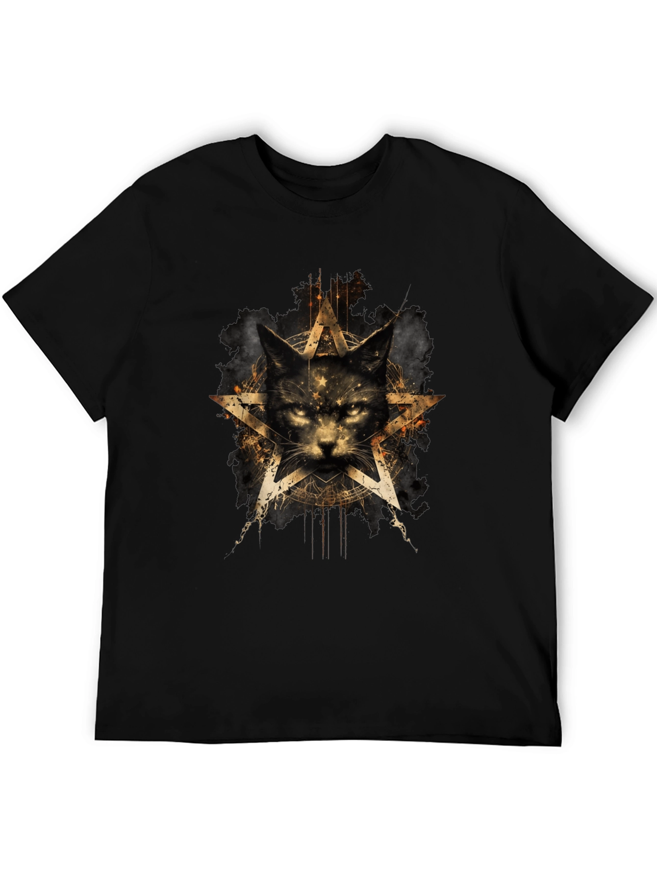 Mystic Cat Pentagram Graphic T-Shirt