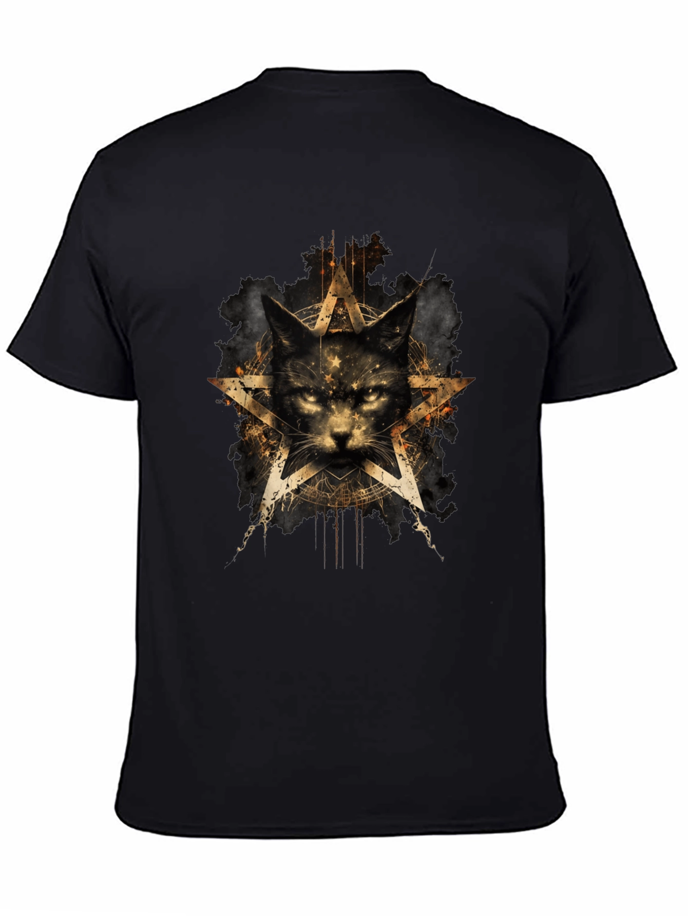 Mystic Cat Pentagram Graphic T-Shirt