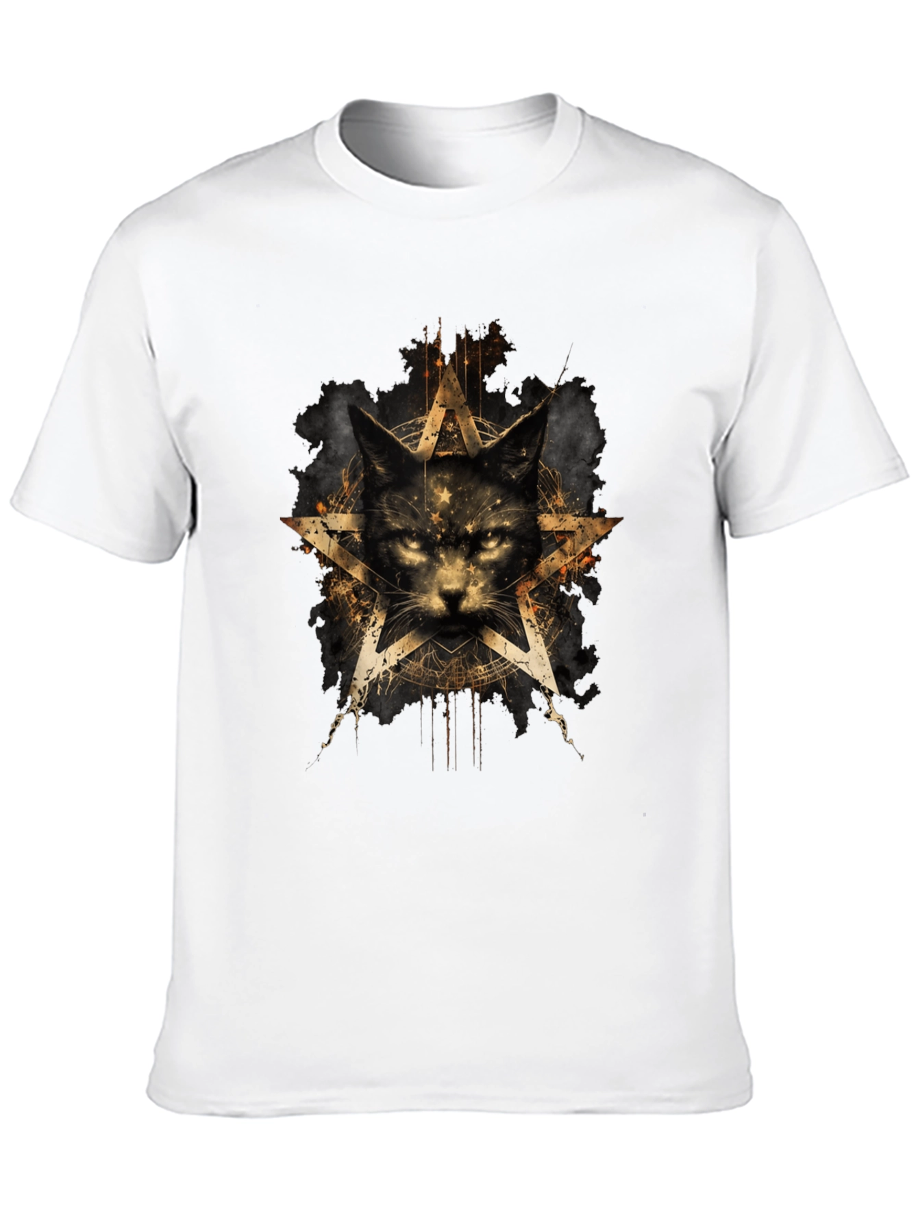 Mystic Cat Pentagram Graphic T-Shirt
