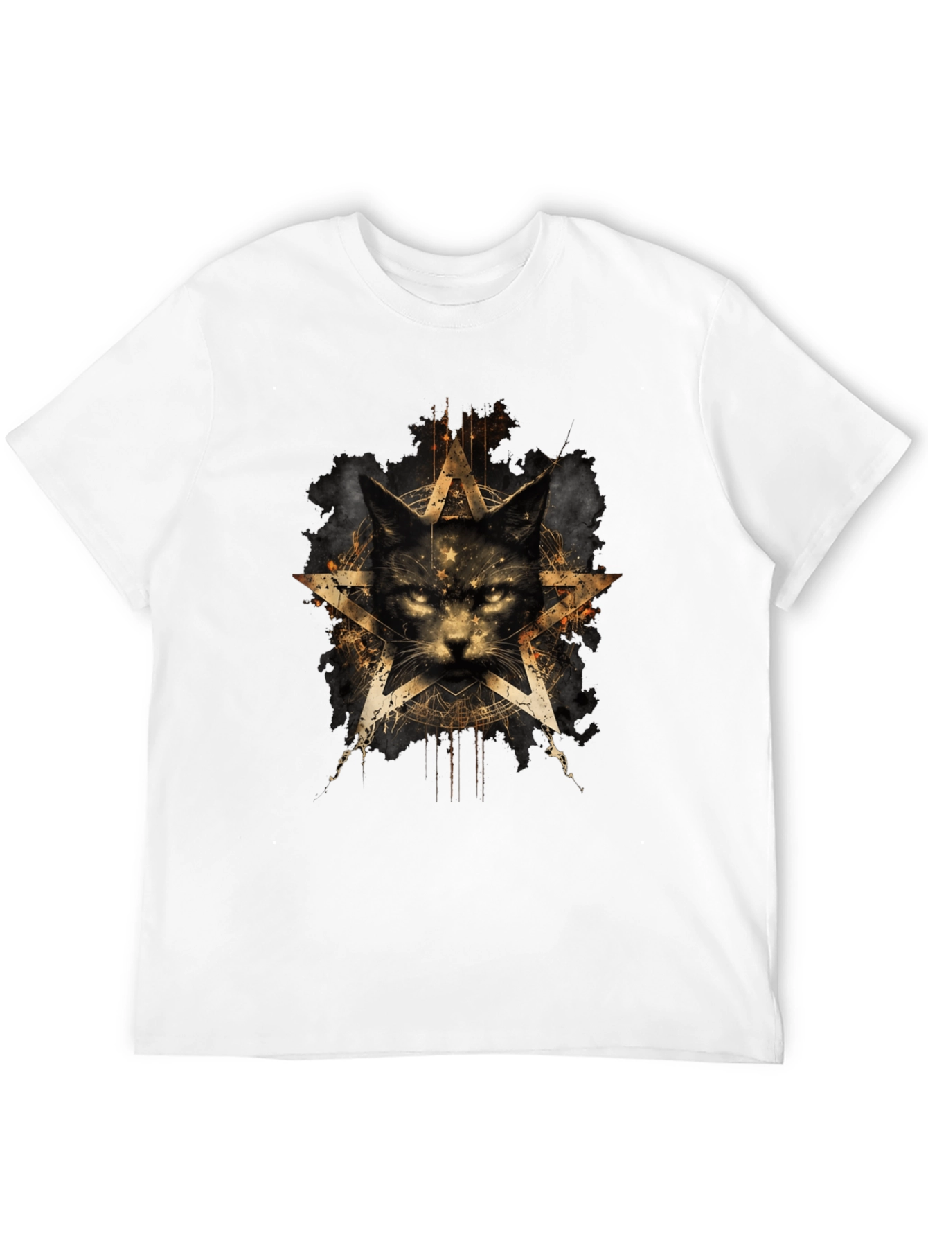 Mystic Cat Pentagram Graphic T-Shirt