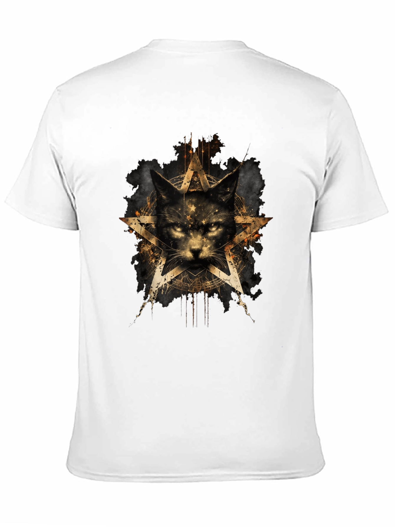 Mystic Cat Pentagram Graphic T-Shirt