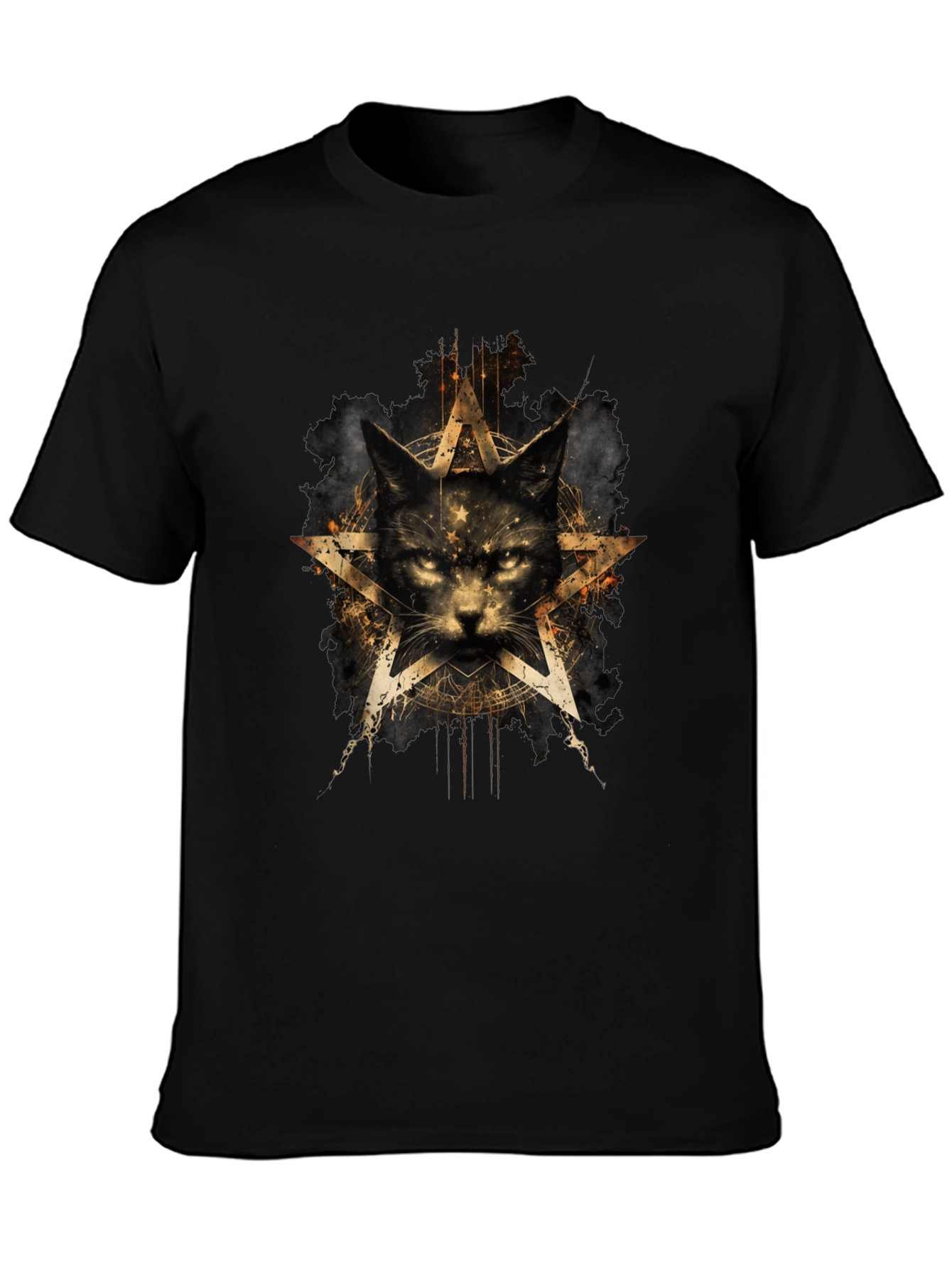 Mystic Cat Pentagram Graphic T-Shirt