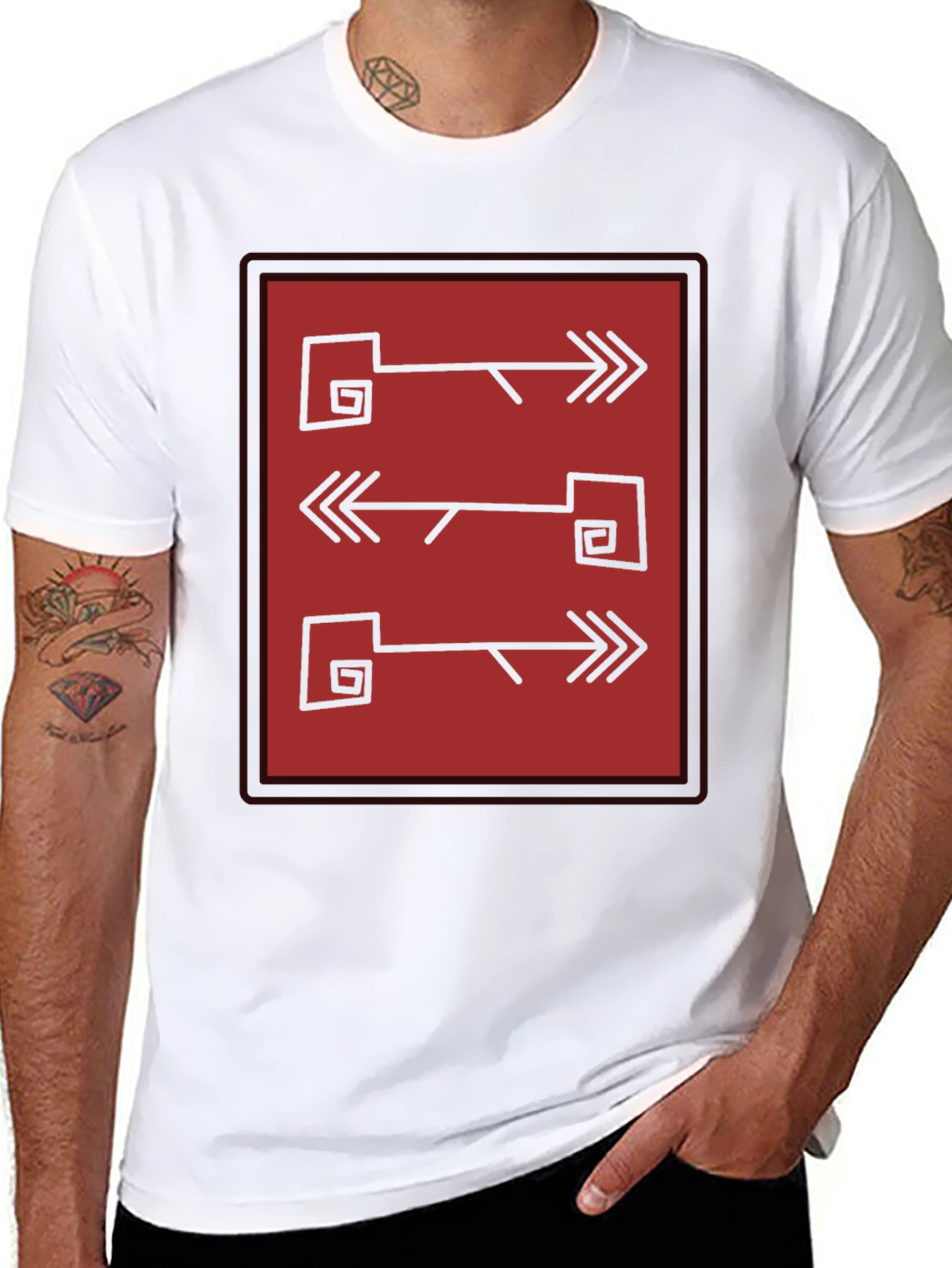 Abstract Arrows Graphic Tee - Mens Black Shirt