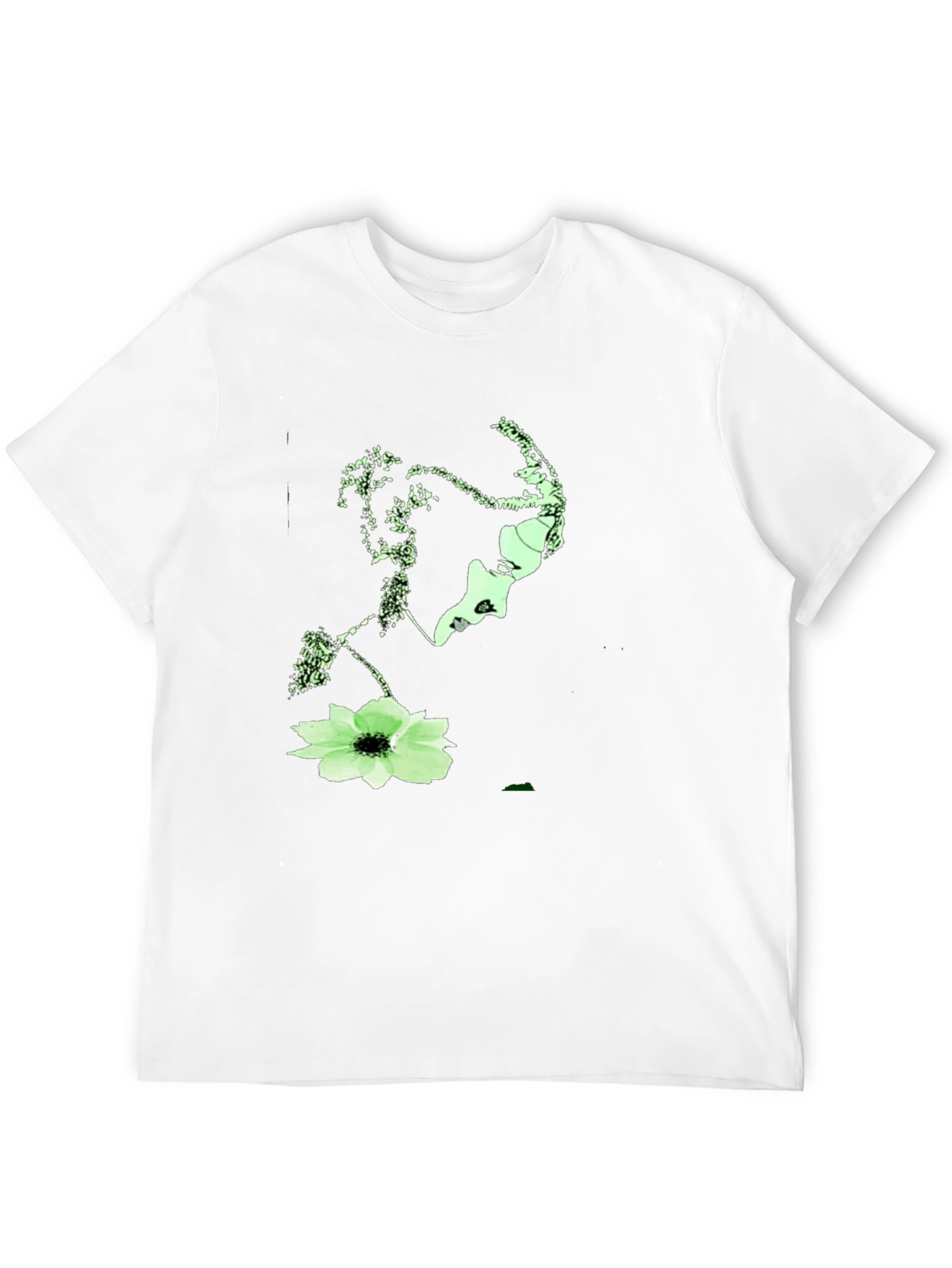 Abstract Face & Floral Print Black T-Shirt
