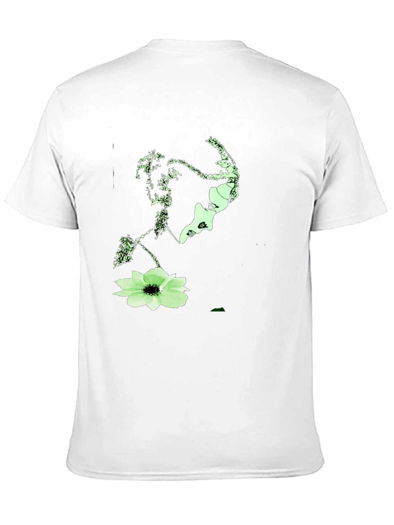Abstract Face & Floral Print Black T-Shirt