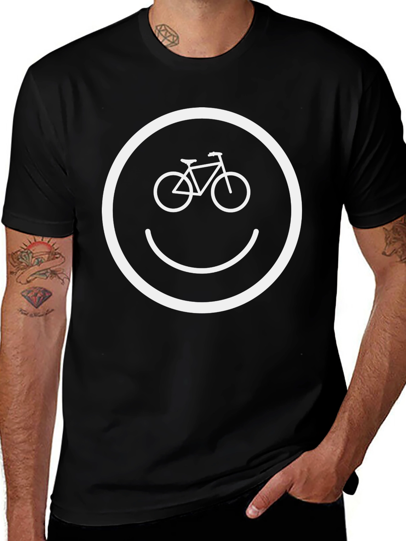 Bike Smiley Face Graphic T-Shirt