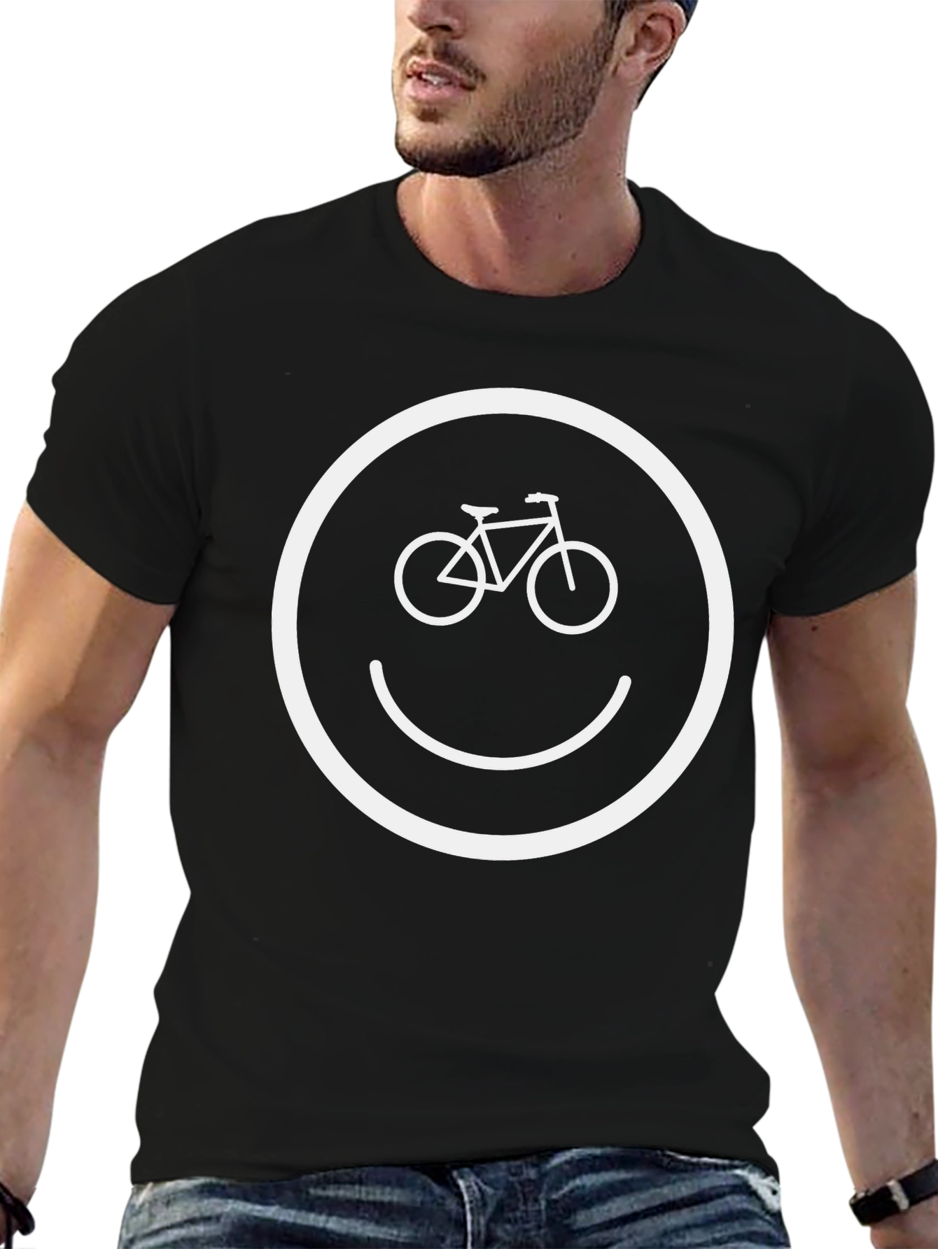 Bike Smiley Face Graphic T-Shirt