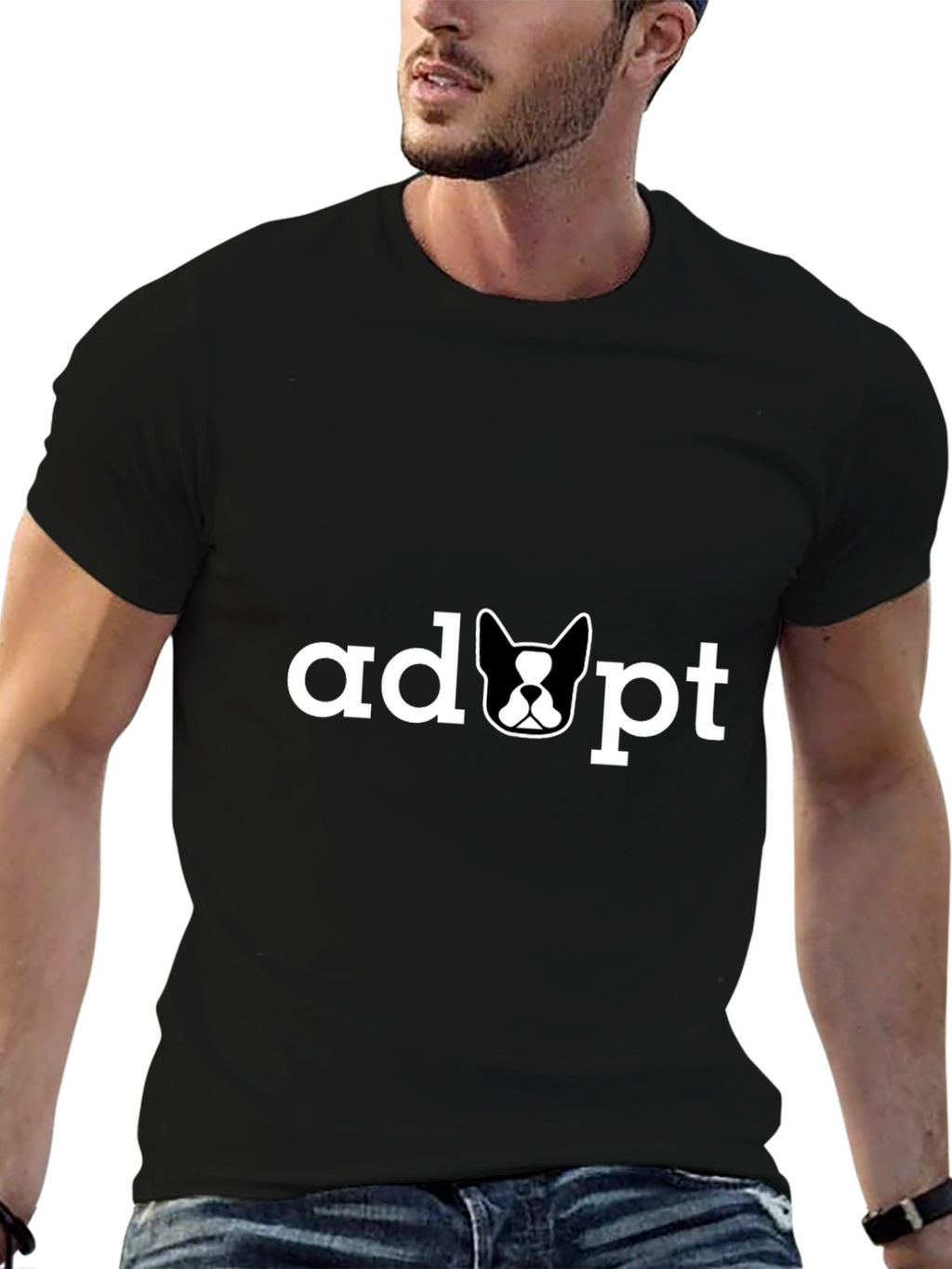 Adopt Dog Tee - Unisex Black T-Shirt