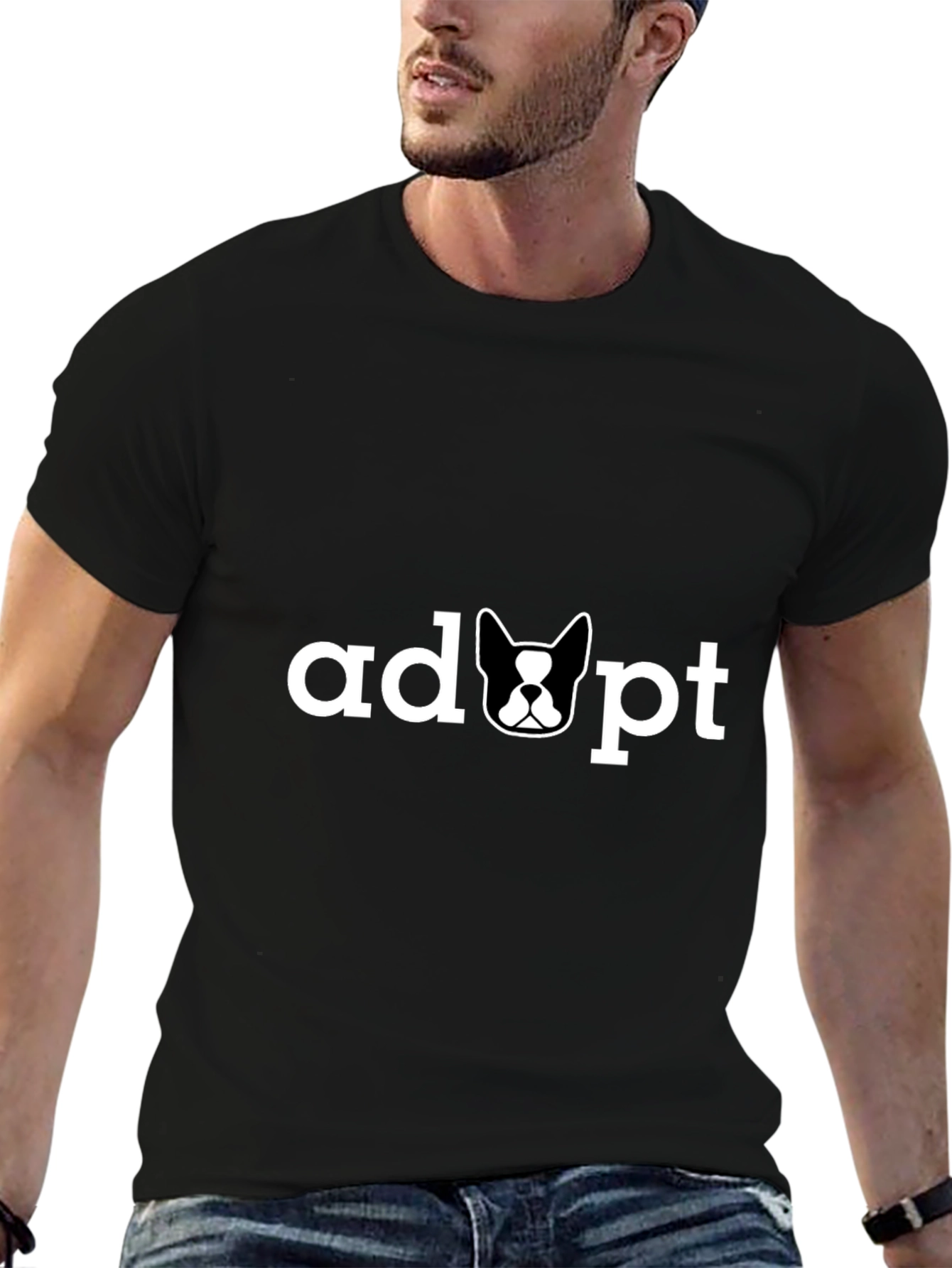 Adopt Dog Tee - Unisex Black T-Shirt