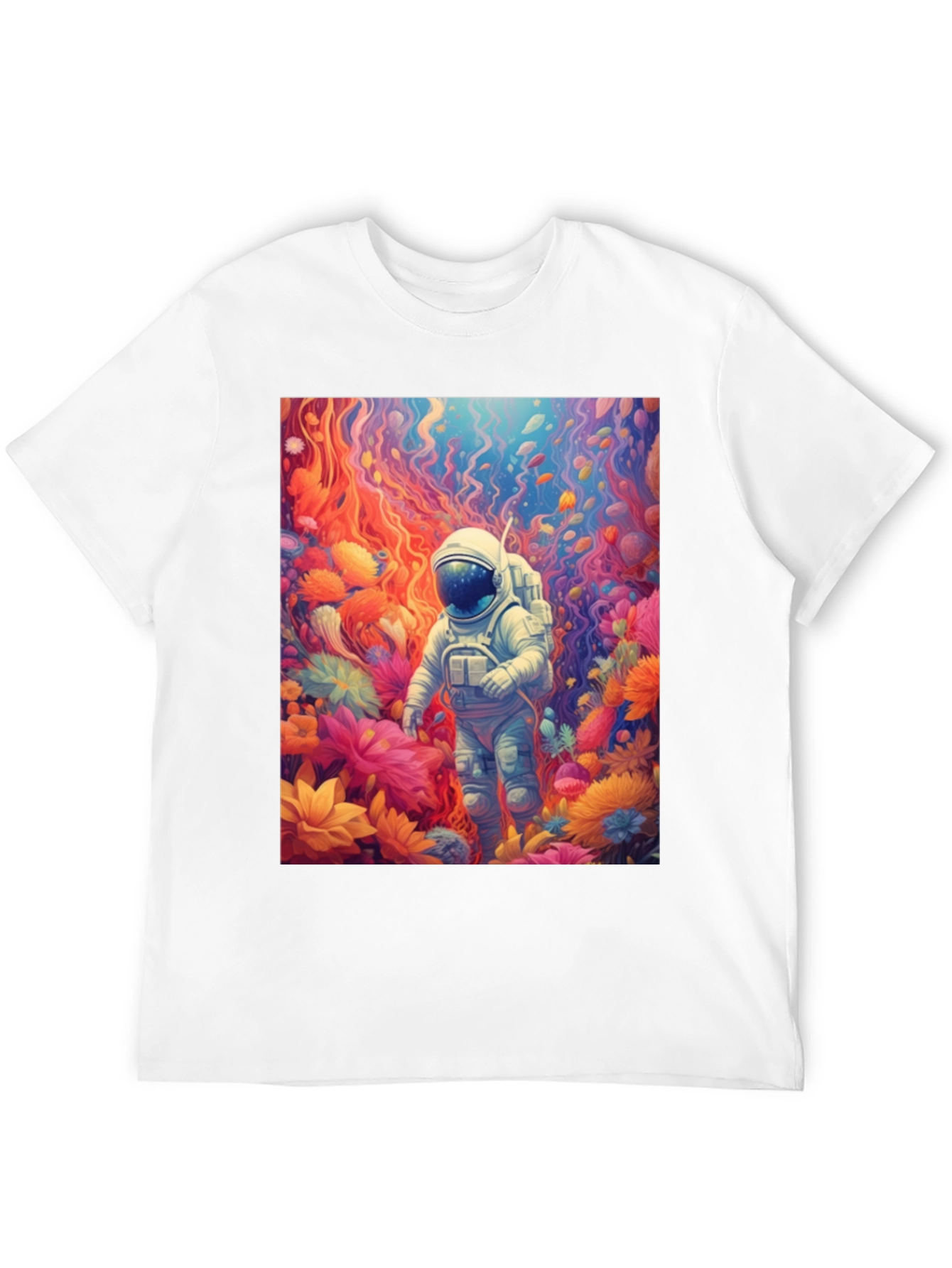 Astronaut Floral T-Shirt - Galaxy Dreamscape
