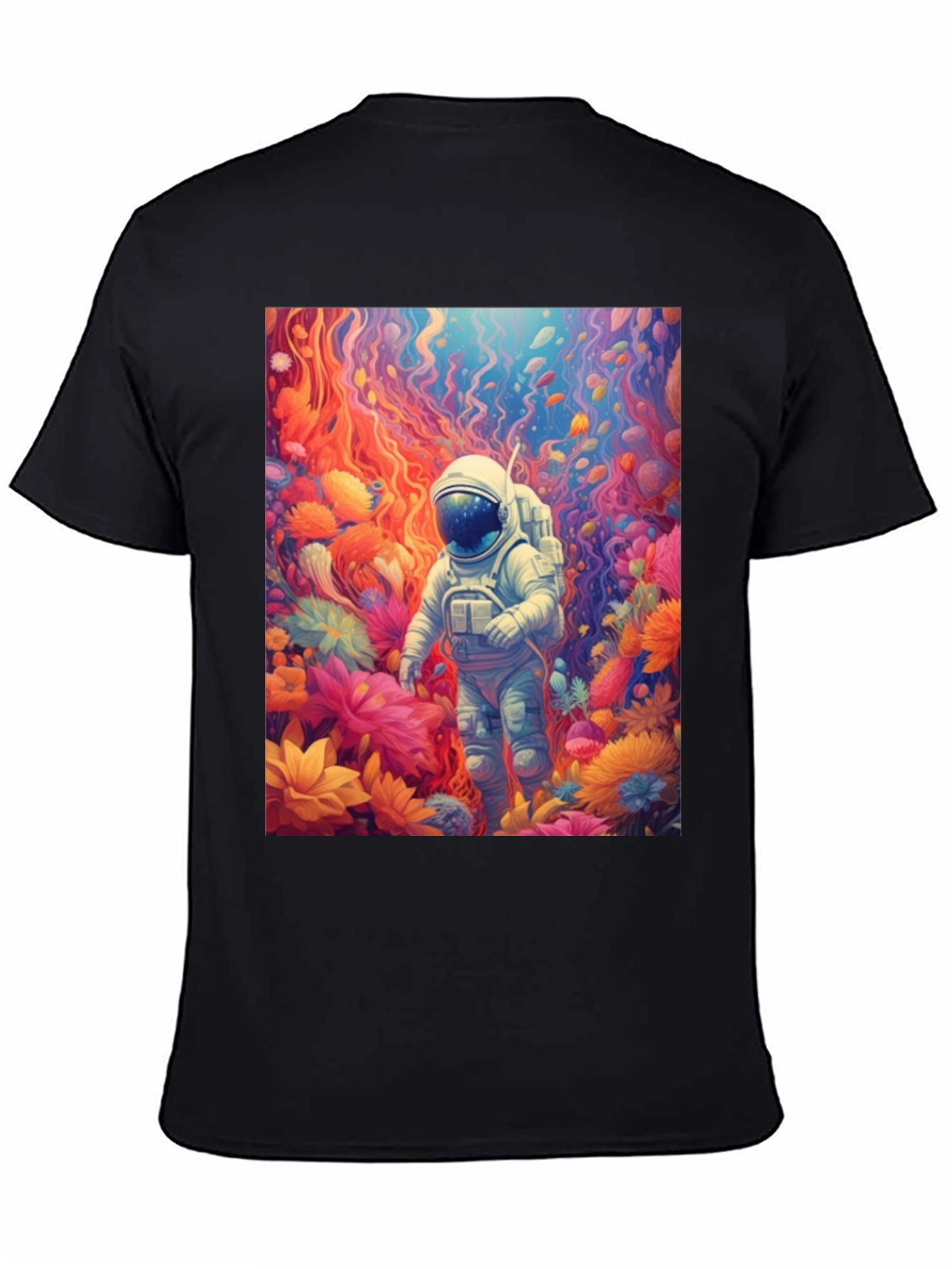 Astronaut Floral T-Shirt - Galaxy Dreamscape
