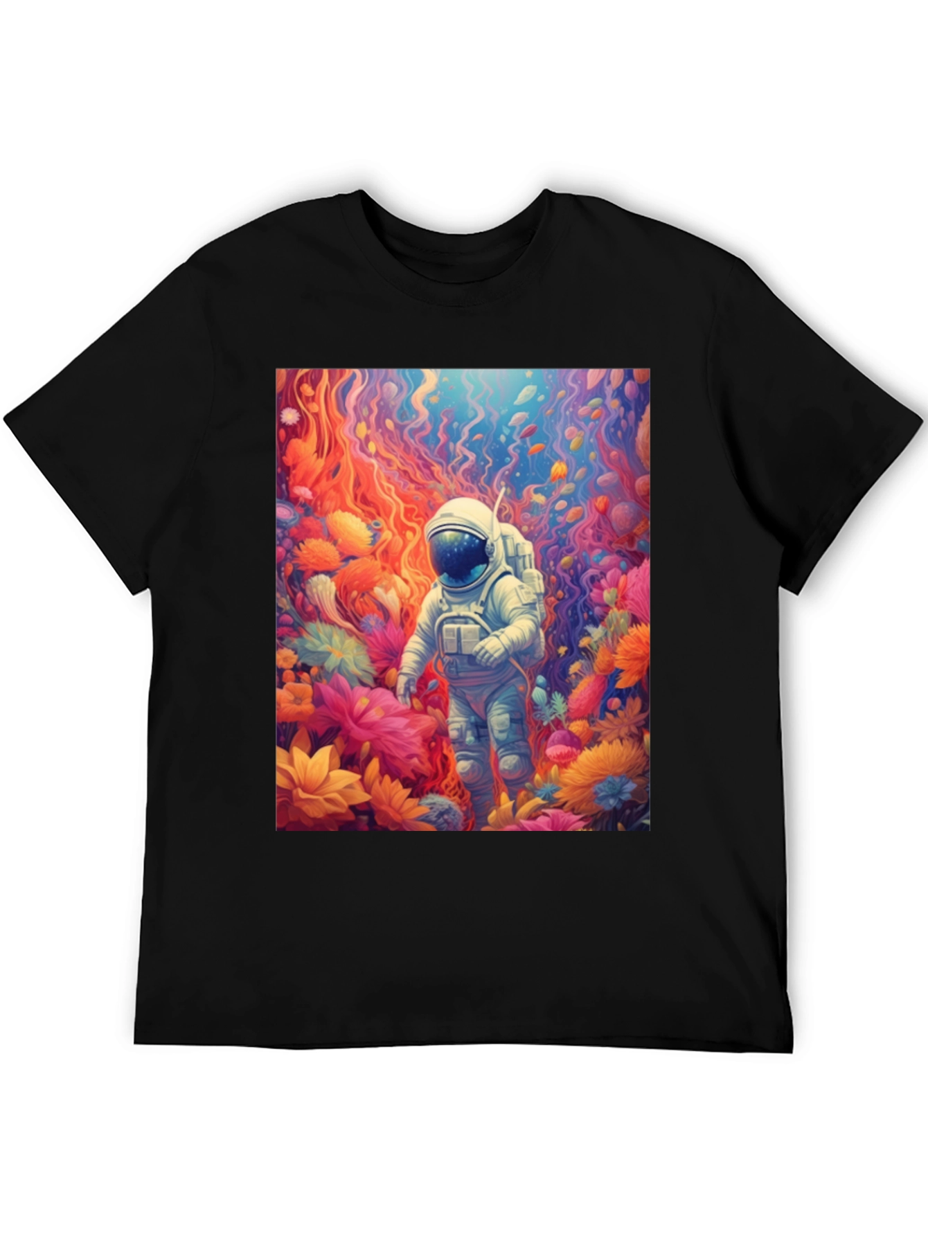Astronaut Floral T-Shirt - Galaxy Dreamscape