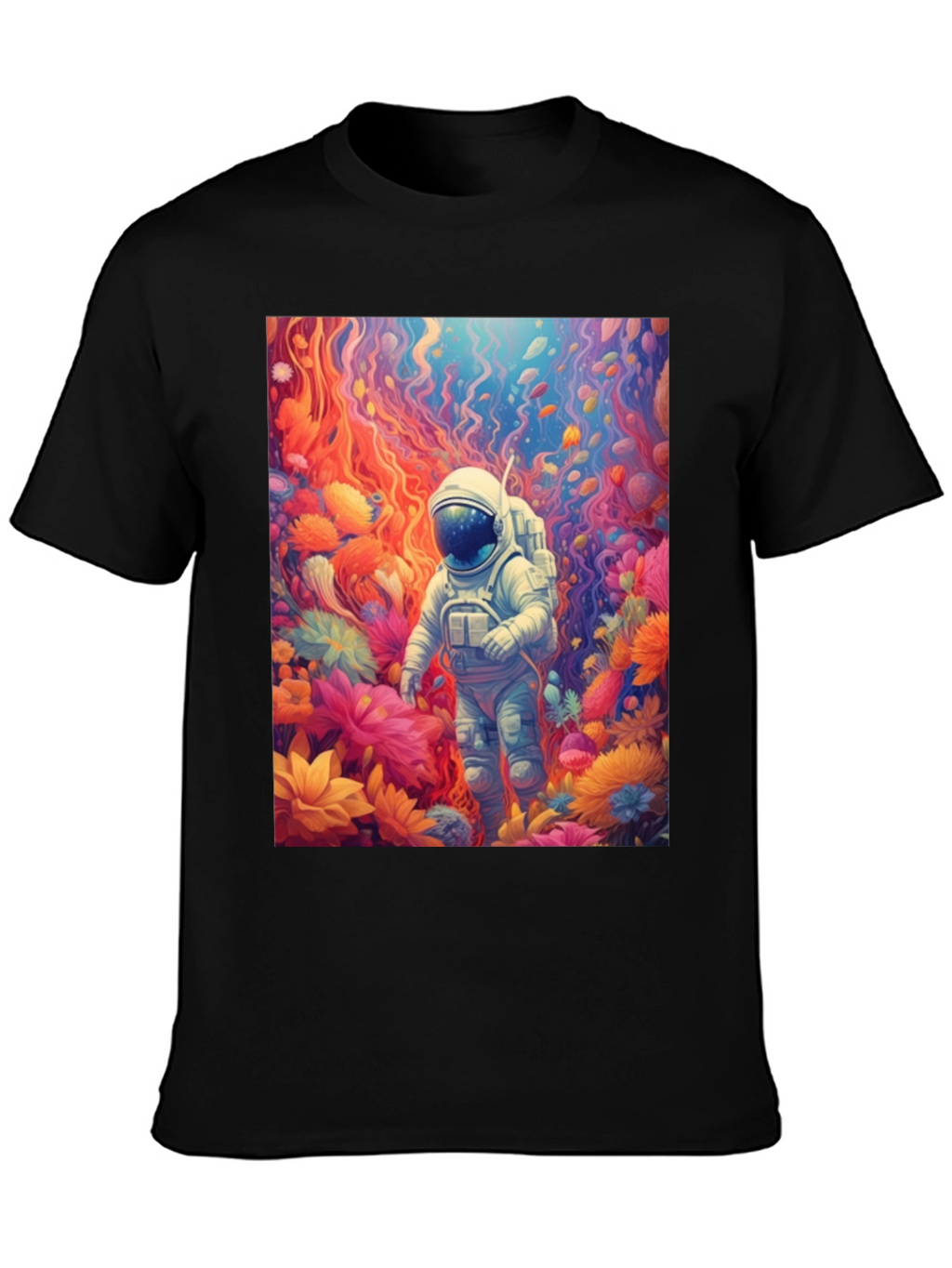 Astronaut Floral T-Shirt - Galaxy Dreamscape