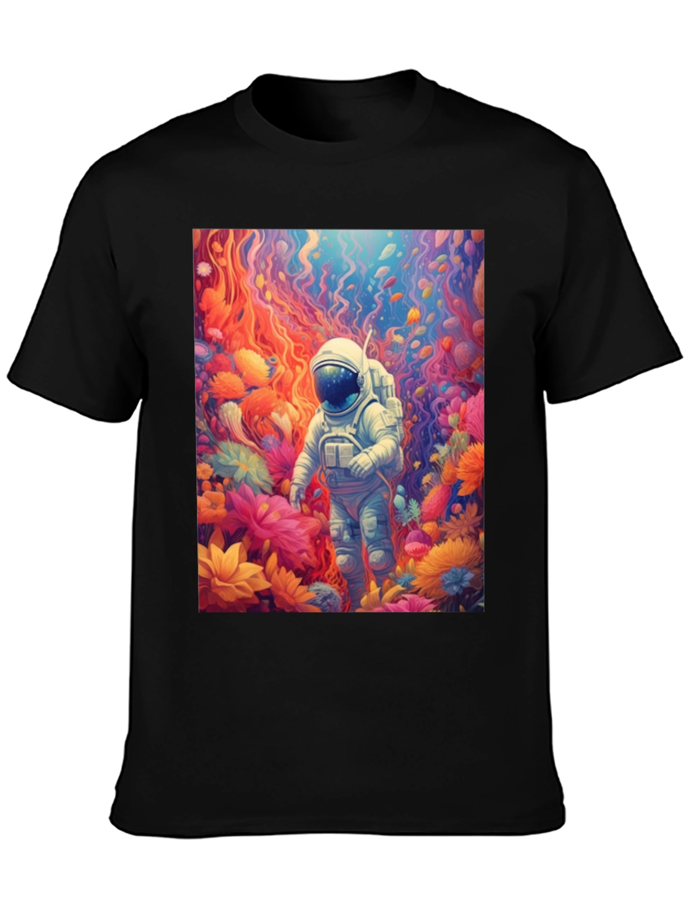 Astronaut Floral T-Shirt - Galaxy Dreamscape