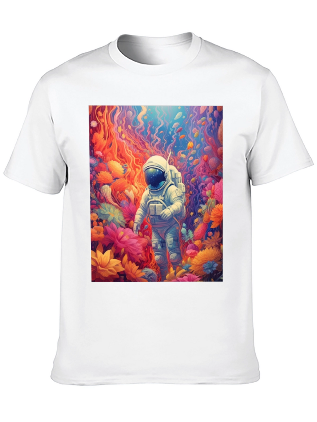 Astronaut Floral T-Shirt - Galaxy Dreamscape