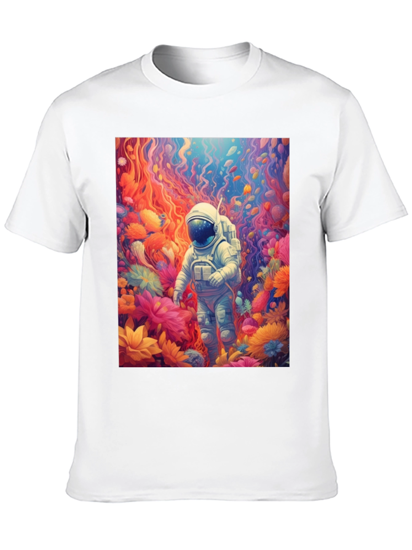 Astronaut Floral T-Shirt - Galaxy Dreamscape
