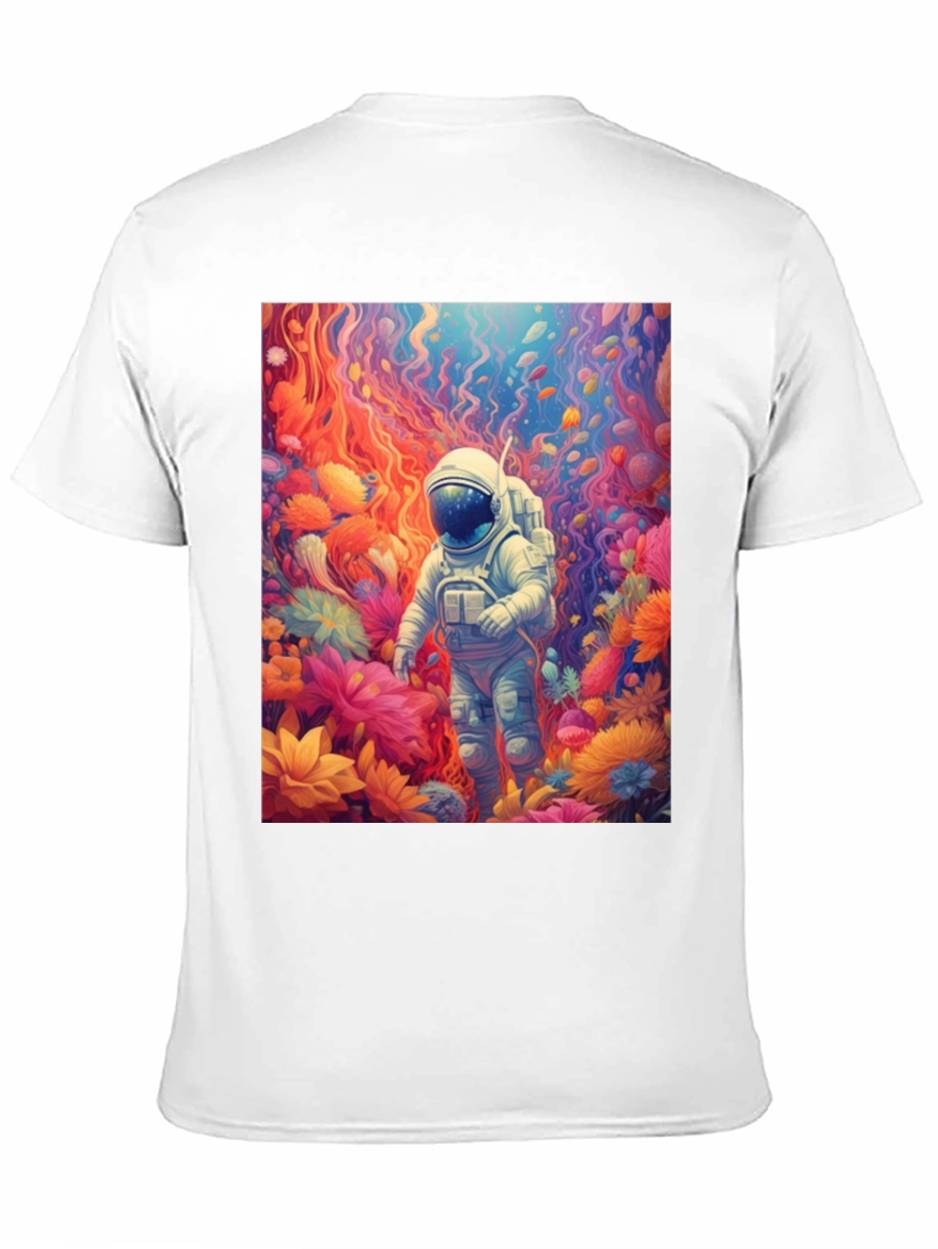 Astronaut Floral T-Shirt - Galaxy Dreamscape