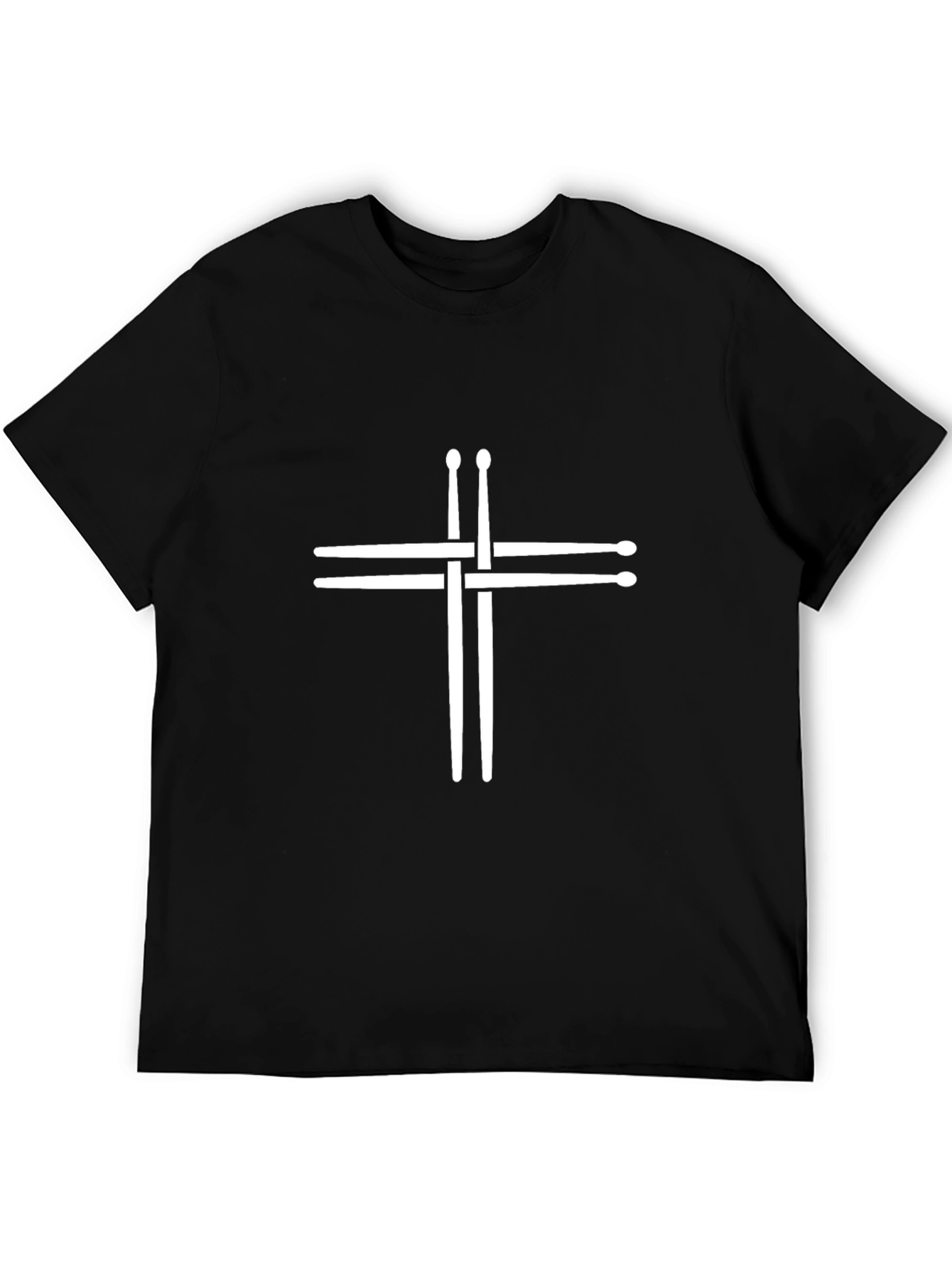 Drum Sticks Cross Graphic Tee - Black