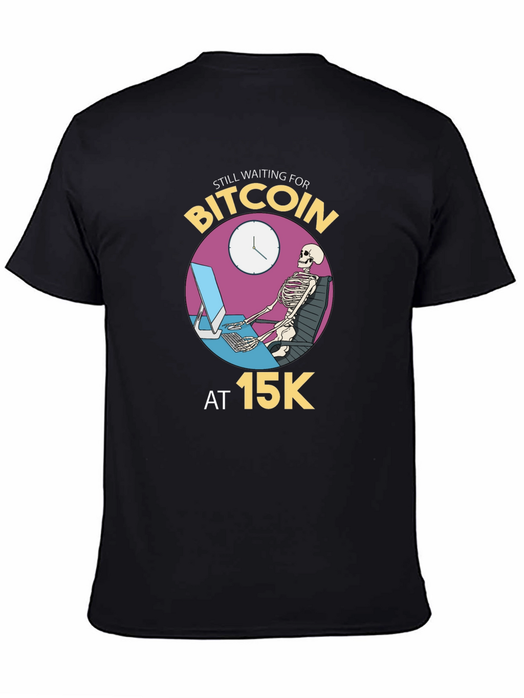 Bitcoin Waiting Skeleton Black T-Shirt