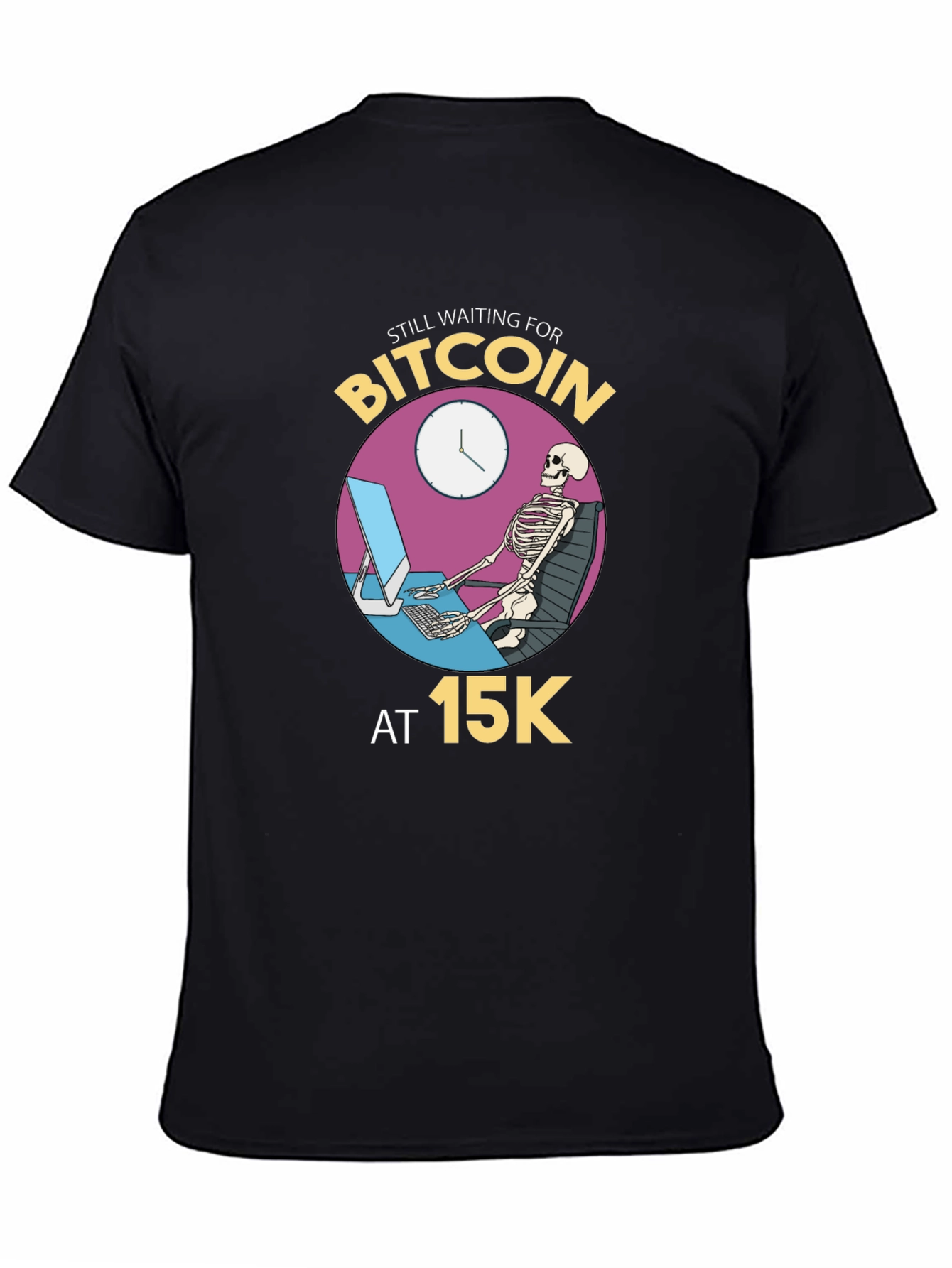 Bitcoin Waiting Skeleton Black T-Shirt