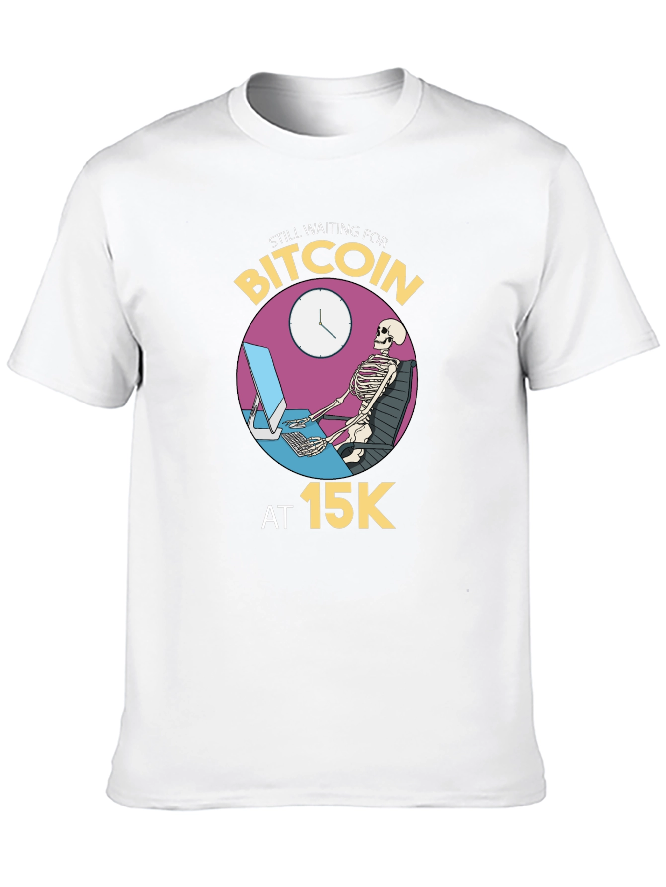 Bitcoin Waiting Skeleton Black T-Shirt